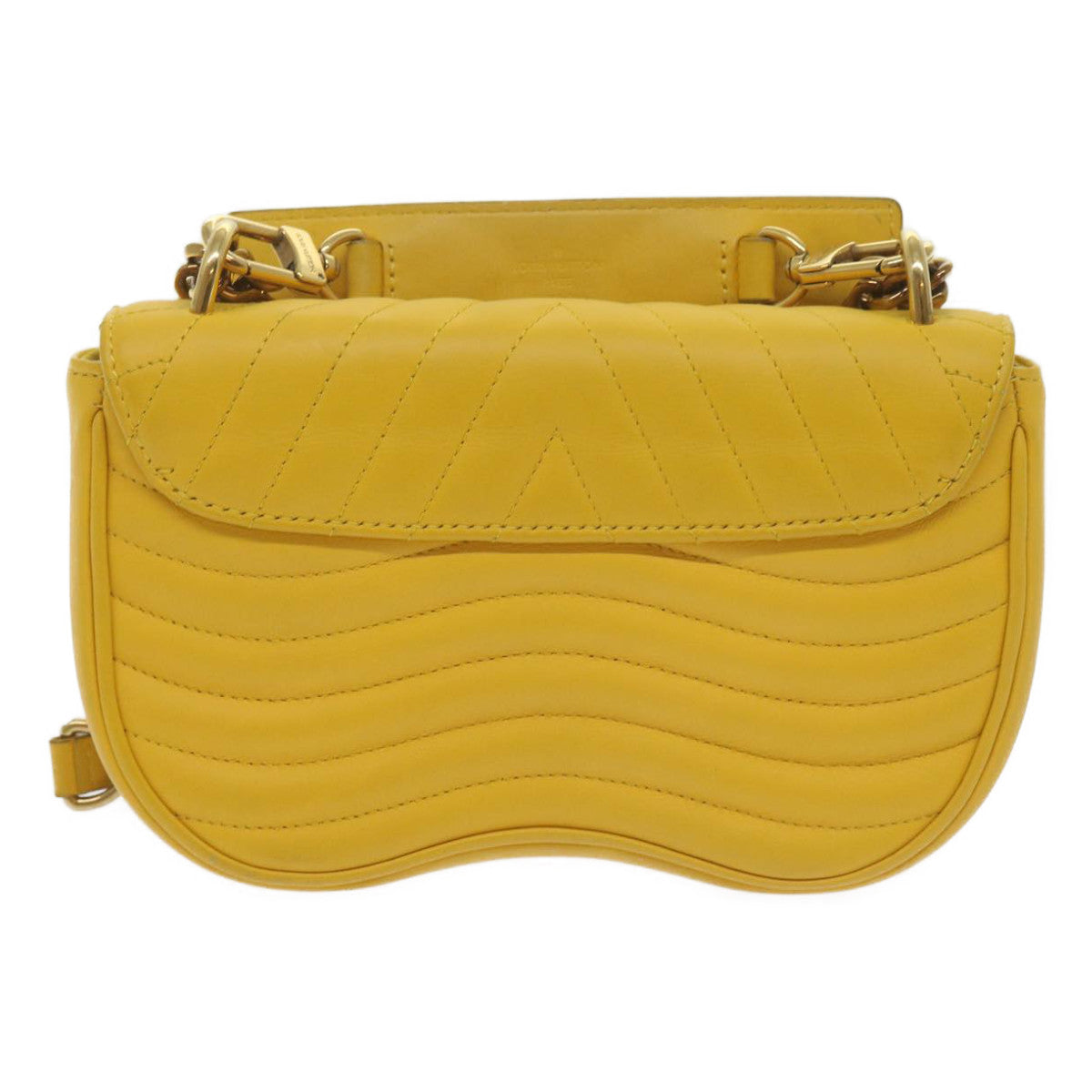 LOUIS VUITTON New Wave Chain Bag PM Shoulder Bag Leather Yellow LV 60852A