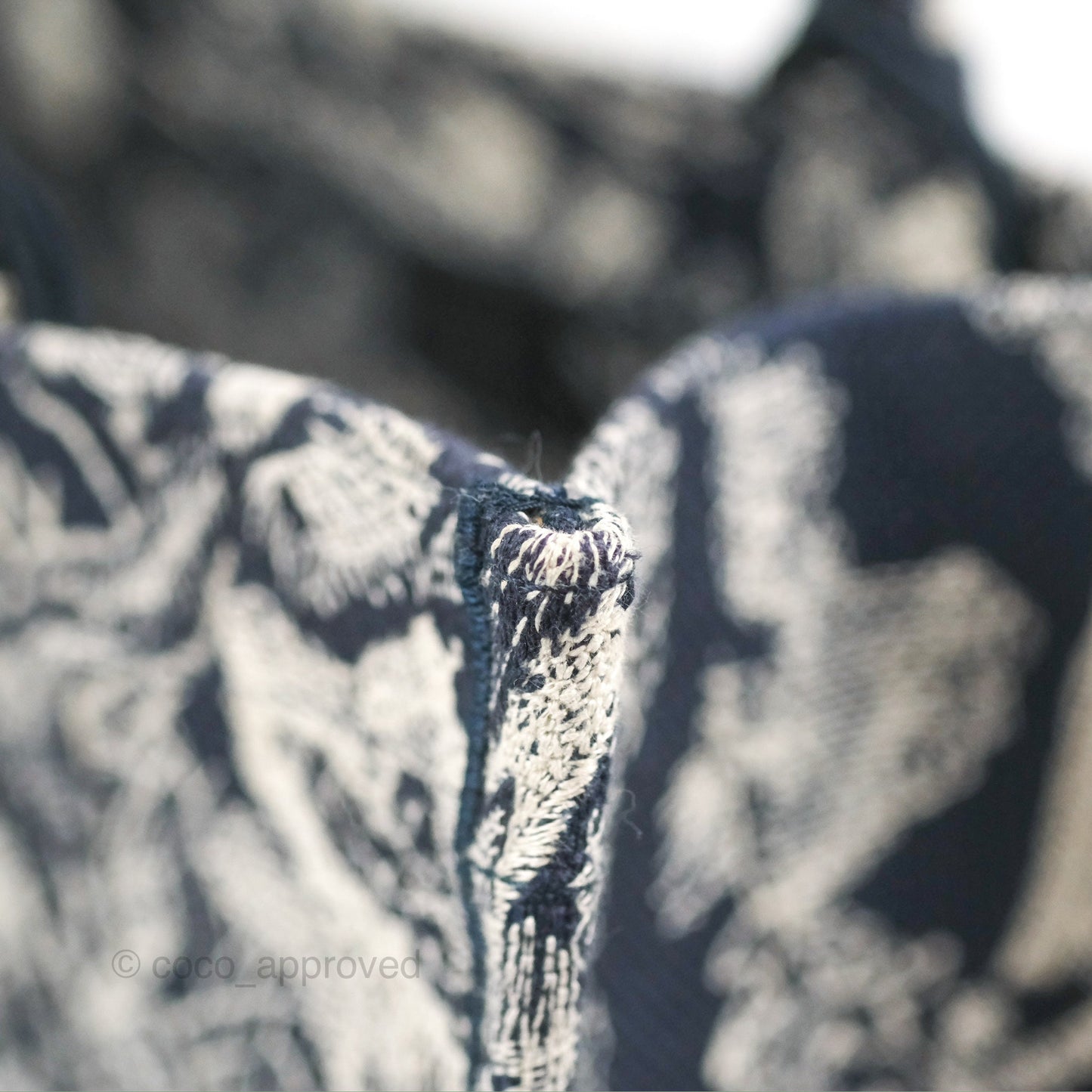 Christian Dior Embroidered Toile De Jouy Small Canvas Book Tote Navy