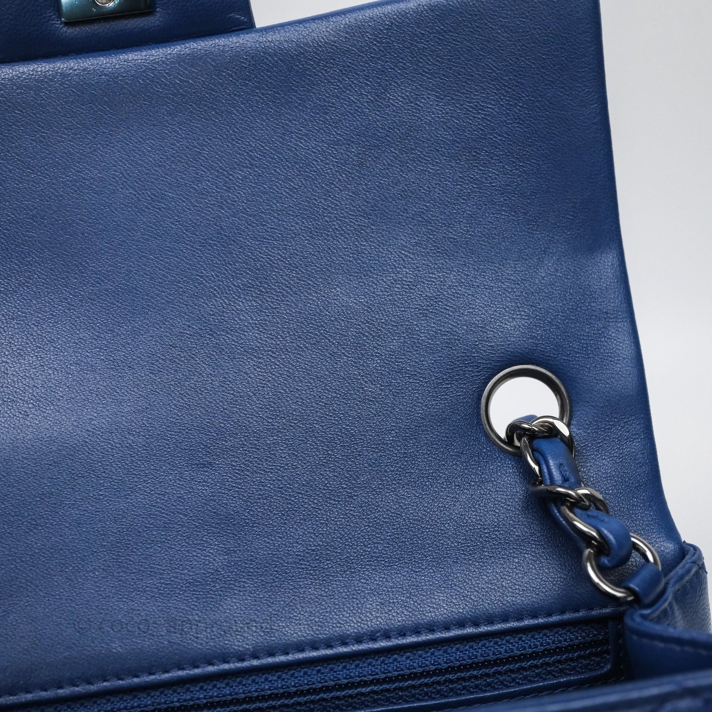 Chanel Mini Rectangular Flap Quilted Navy Lambskin Silver Hardware
