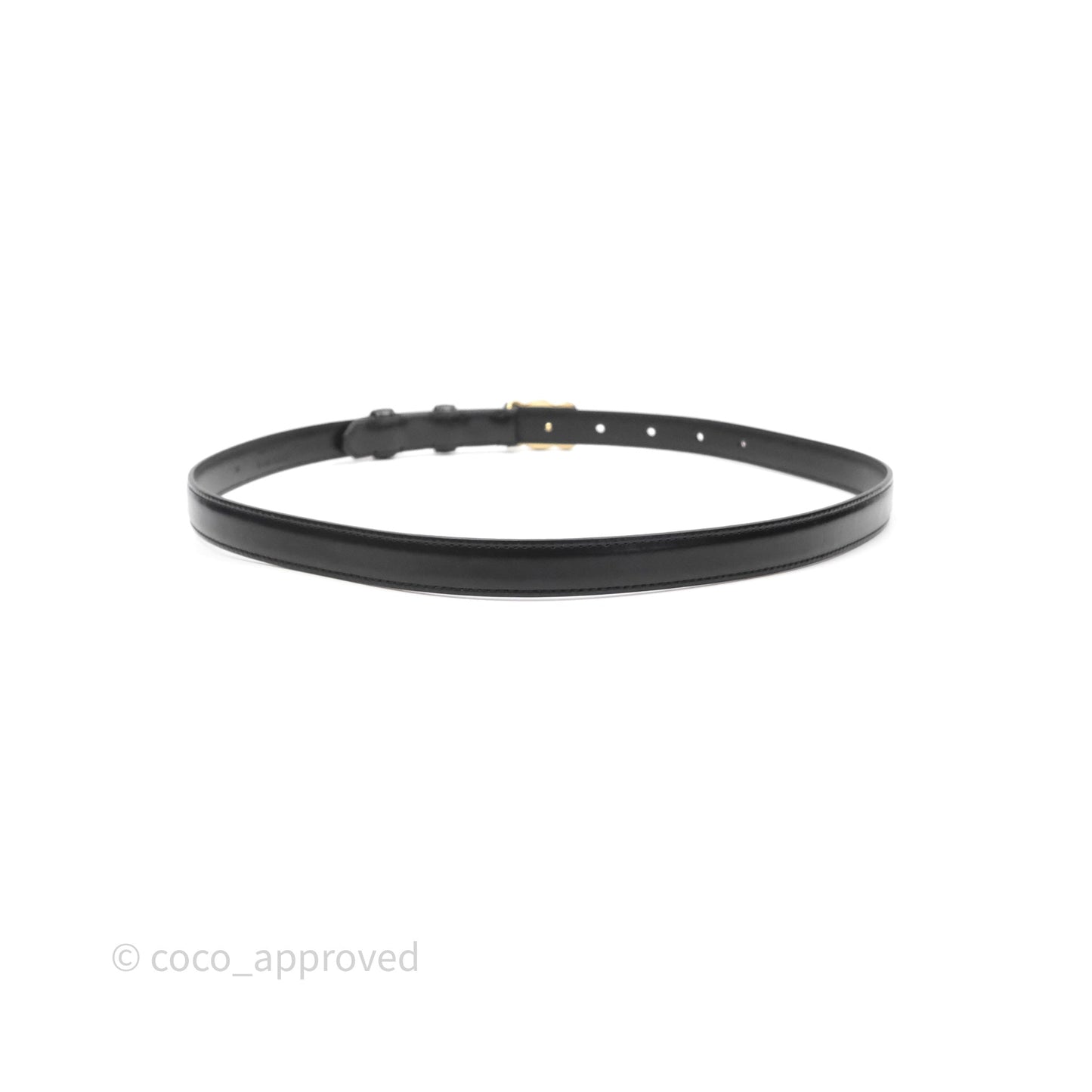 Celine Small Triomphe Belt in Taurillon Leather Black Gold Hardware Size 75