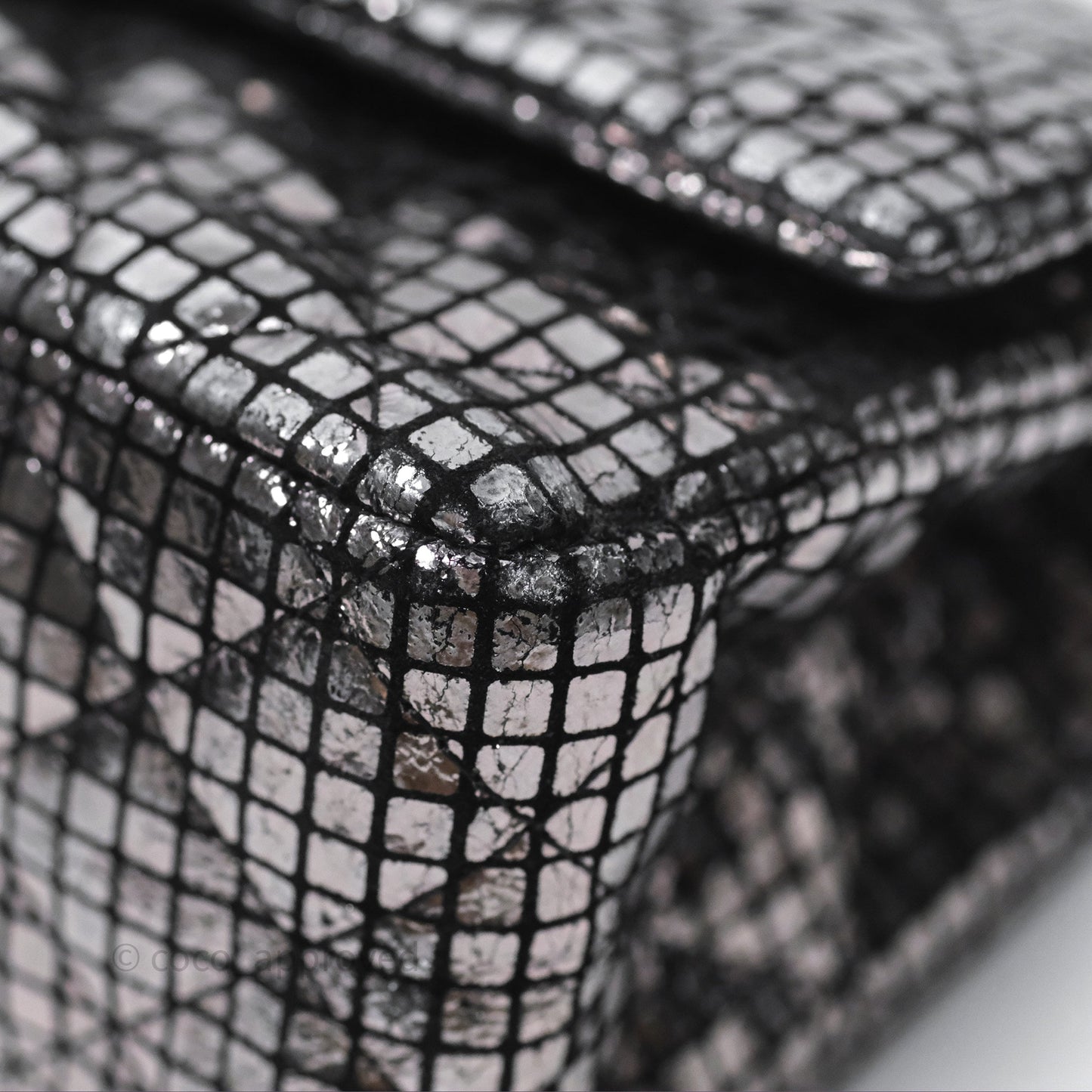 Chanel Mirror Reissue 2.55 Quilted Silver Suede Calfskin Gun Metal Hardware