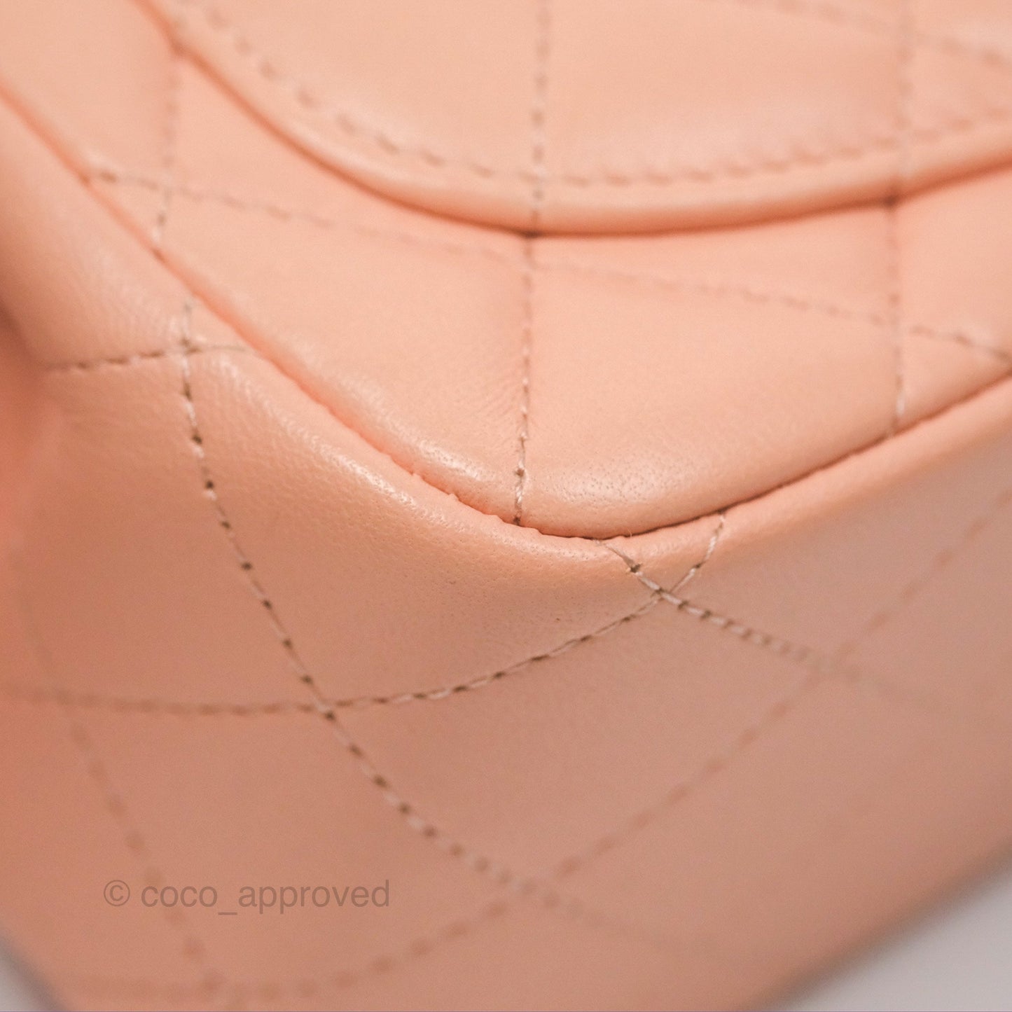Chanel Quilted Mini Square Lambskin Light Beige Pink Gold Hardware