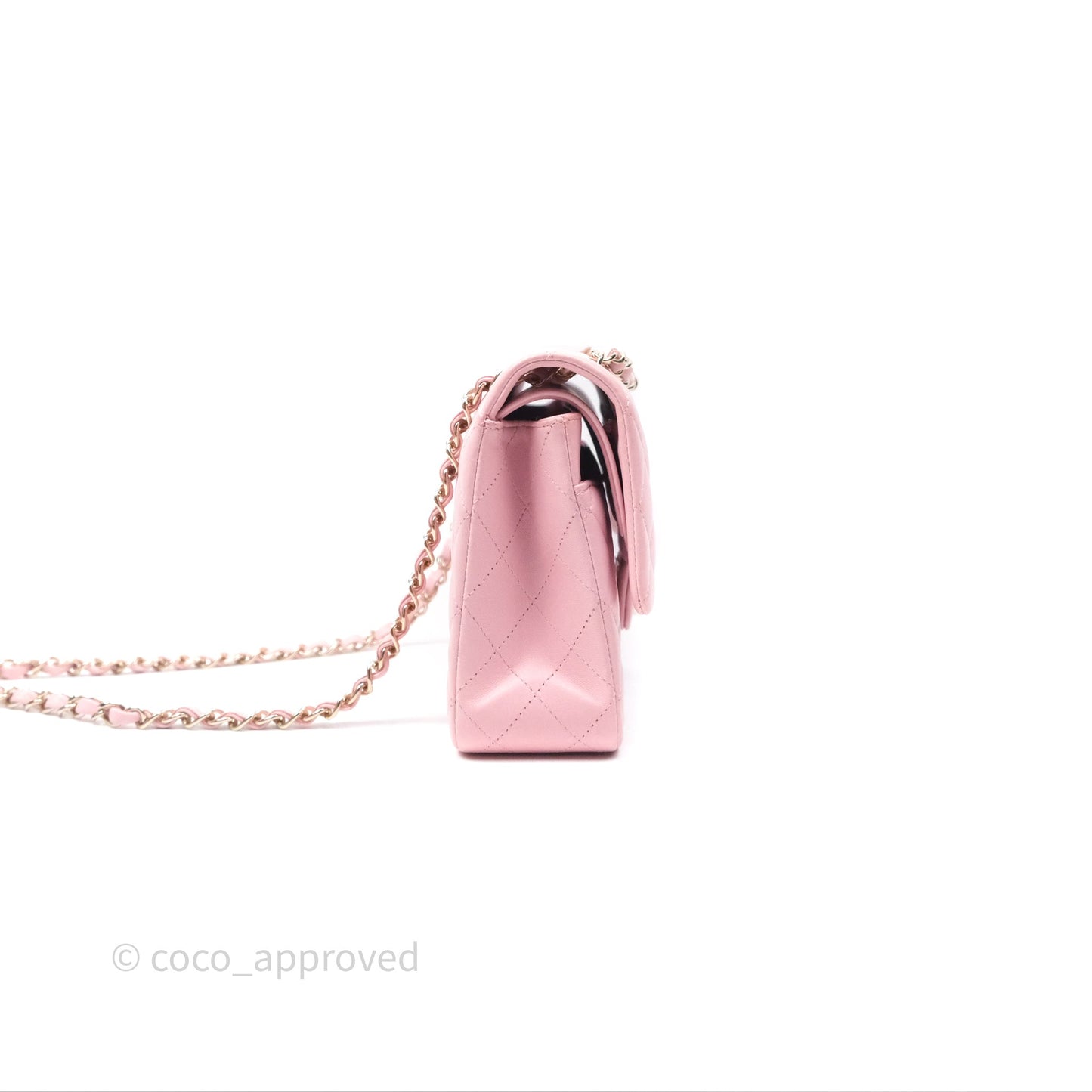 Chanel Classic M/L Medium Flap Quilted Pink Lambskin Gold Hardware