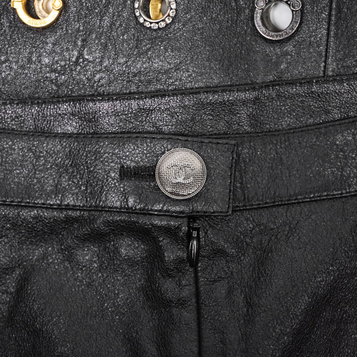 Chanel Leather Skirt Black Size 36