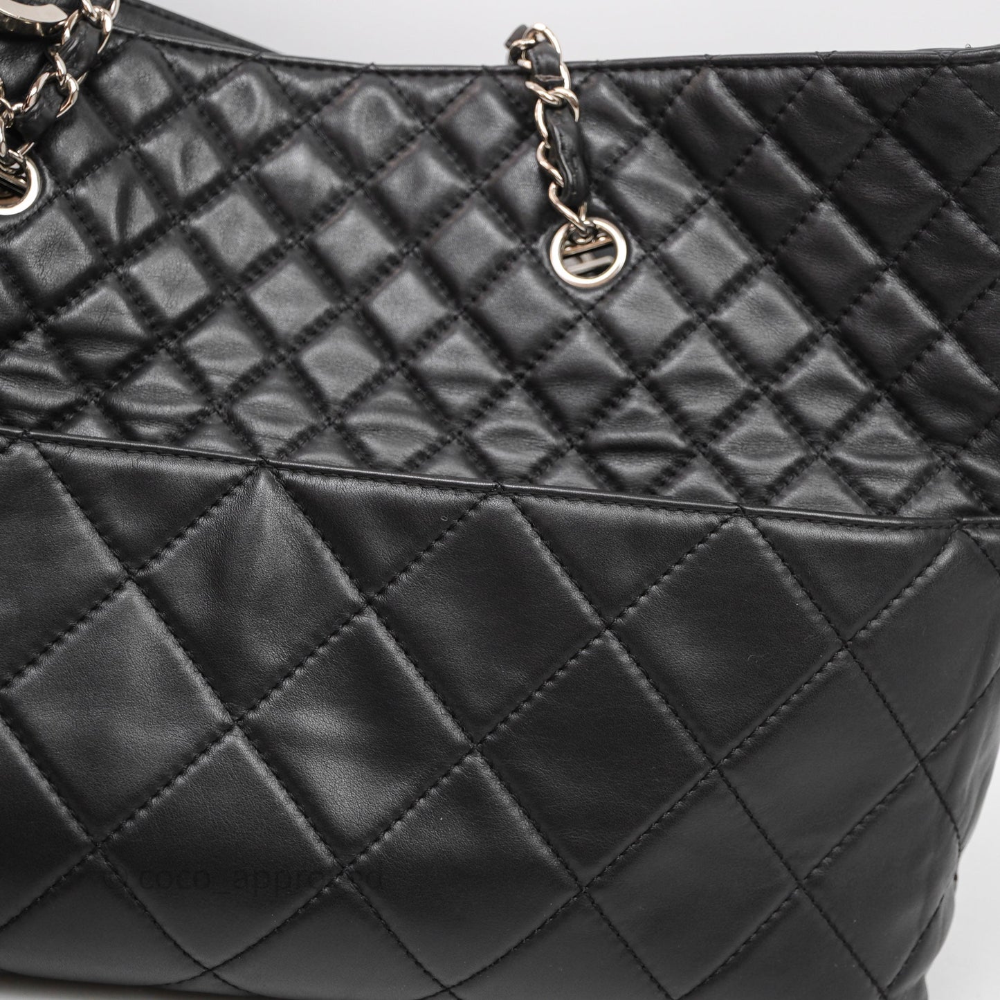 Chanel In The Business Tote Bag Black Calfskin Silver Hardware