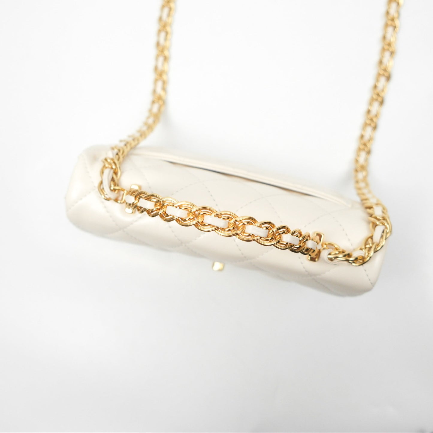 Chanel Top Handle White Lambskin Gold Hardware