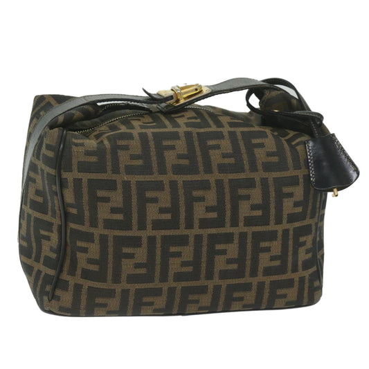 Luxury FendiZucca Canvas Vanity Cosmetic Pouch Black Brown 2111 26348 07860923