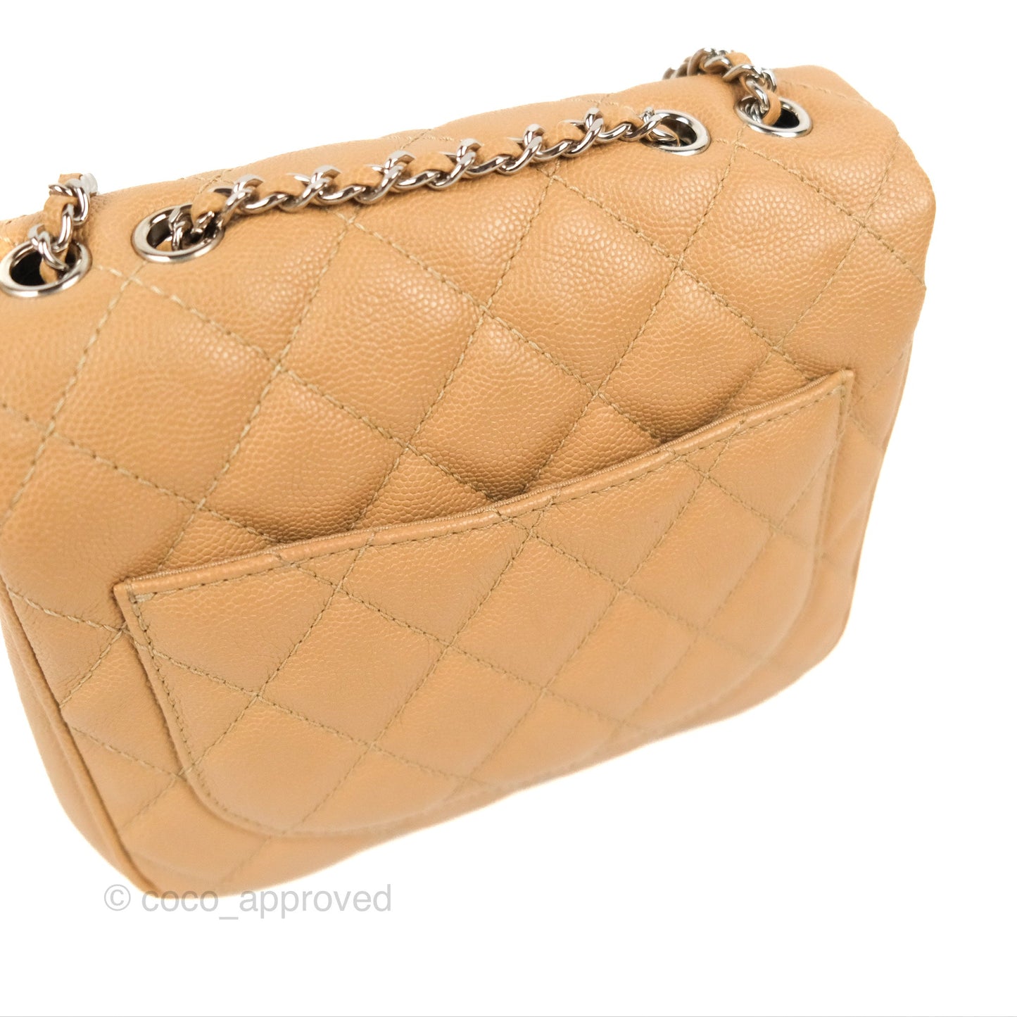 Chanel Quilted Small Urban Companion Flap Bag Beige Caviar Silver Hardware