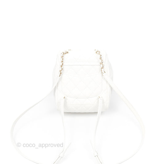 Chanel Mini Urban Spirit Backpack White Caviar Gold Hardware 23S