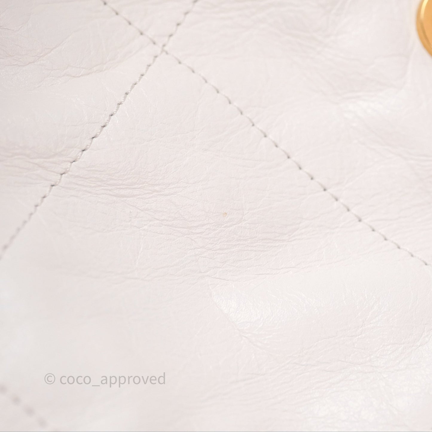 Chanel 22 Small White Shiny Calfskin Aged Gold Hardware