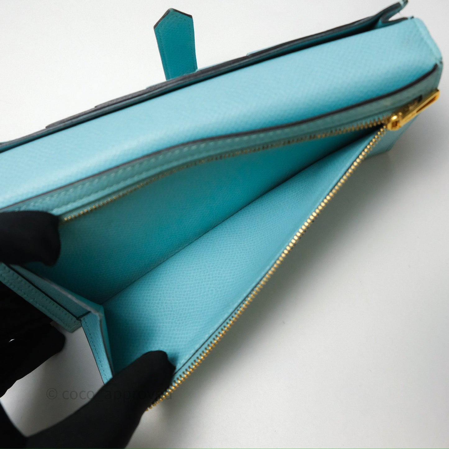 Hermès Bearn Long Wallet Bleu Atoll 3P Epsom Gold Hardware