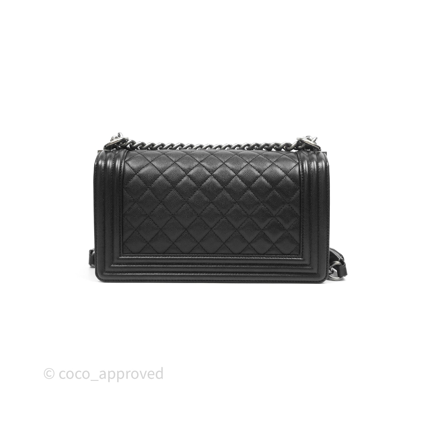 Chanel Quilted Medium Boy Black Caviar Ruthenium Hardware