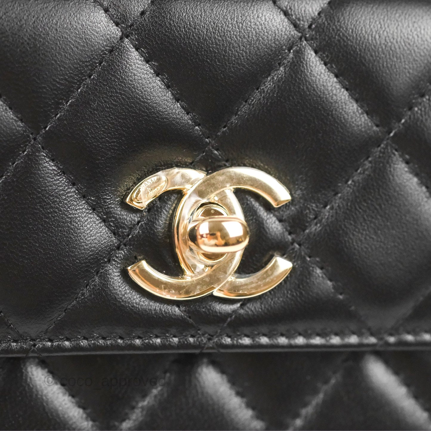 Chanel Mini Quilted Trendy CC Card Holder With Chain Black Lambskin Gold Hardware