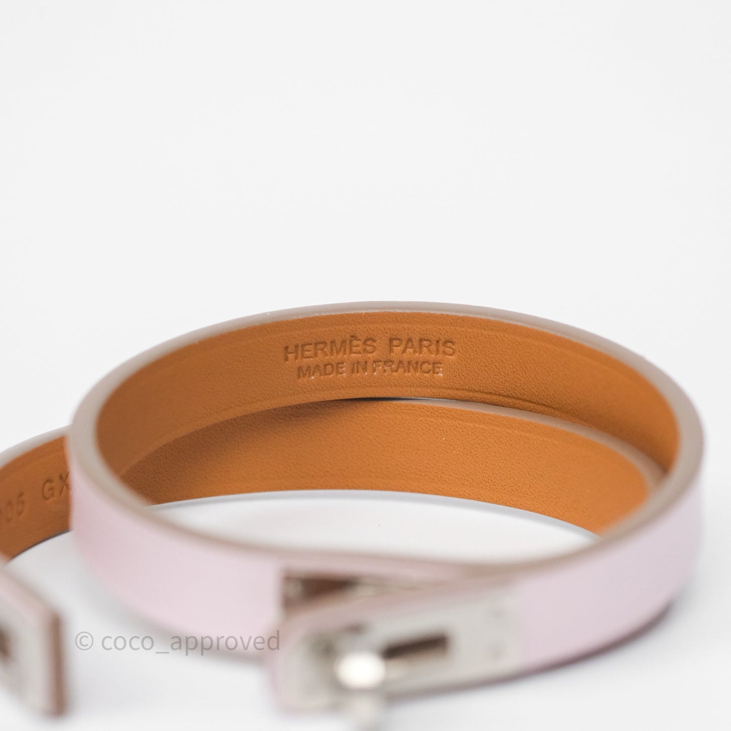 Hermès Kelly Double Tour Bracelet Mauve Pâle Swift Palladium Hardware