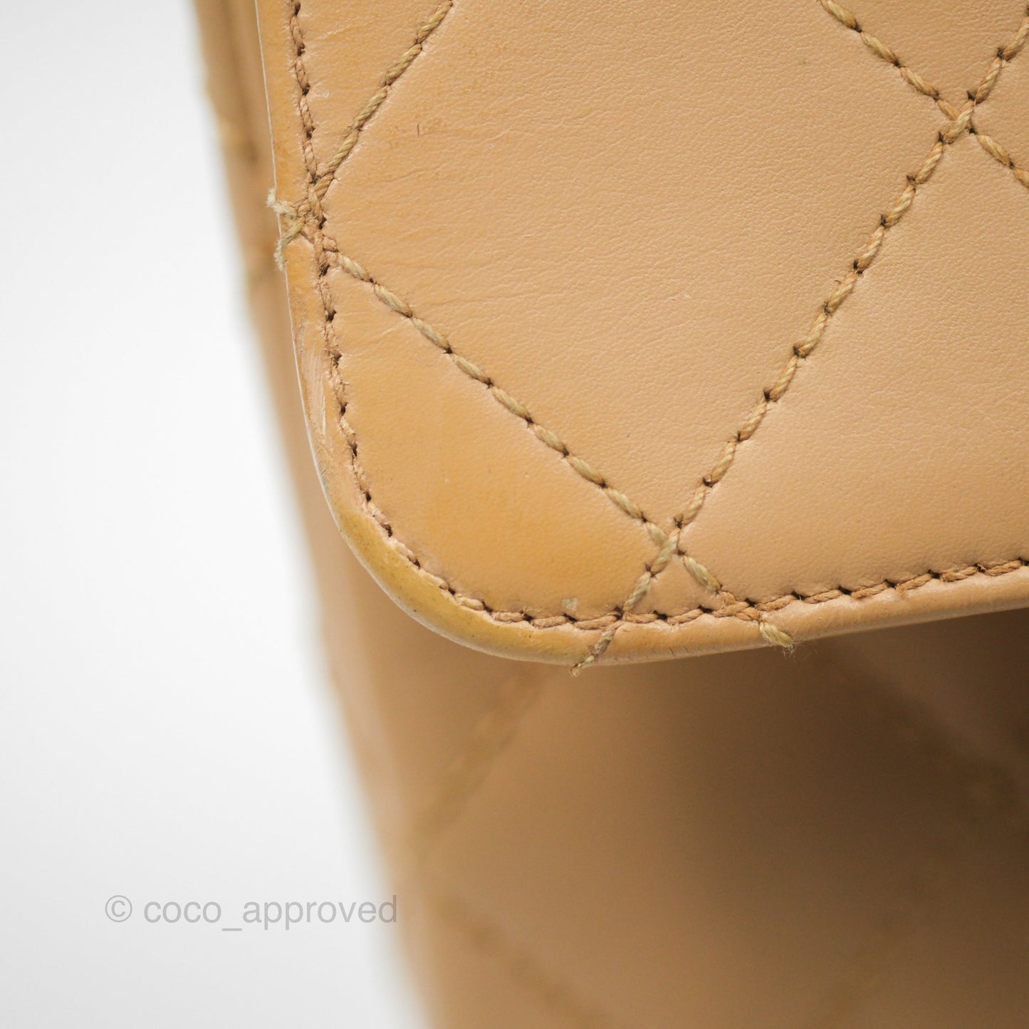 Chanel Vintage Jumbo Beige Flap Bag Lambskin Enamel Hardware