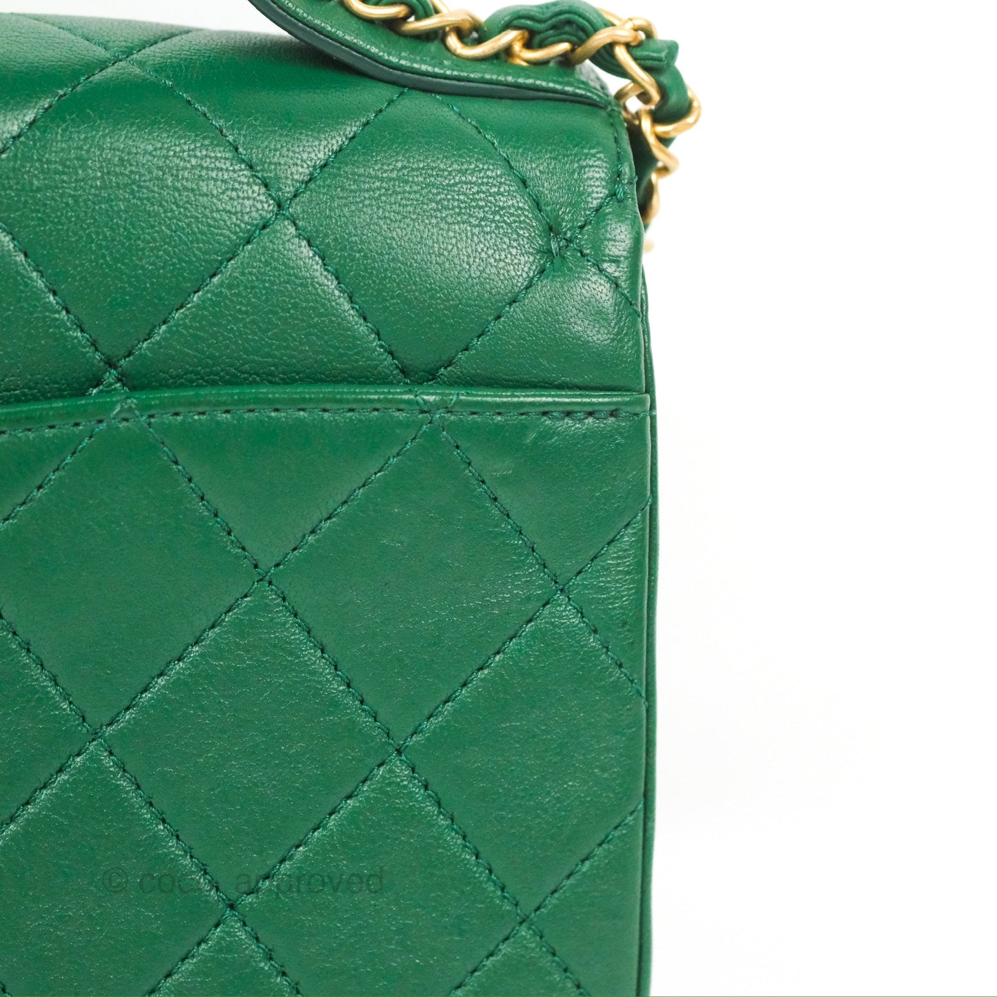 Chanel Chain Infinity Top Handle Bag Green Lambskin Aged Gold Hardware