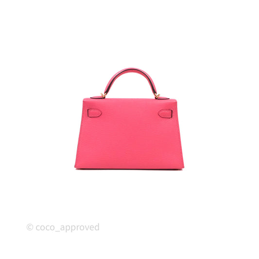Hermes Mini Kelly II Chevre Mysore U5 Rose Lipstick Gold Hardware