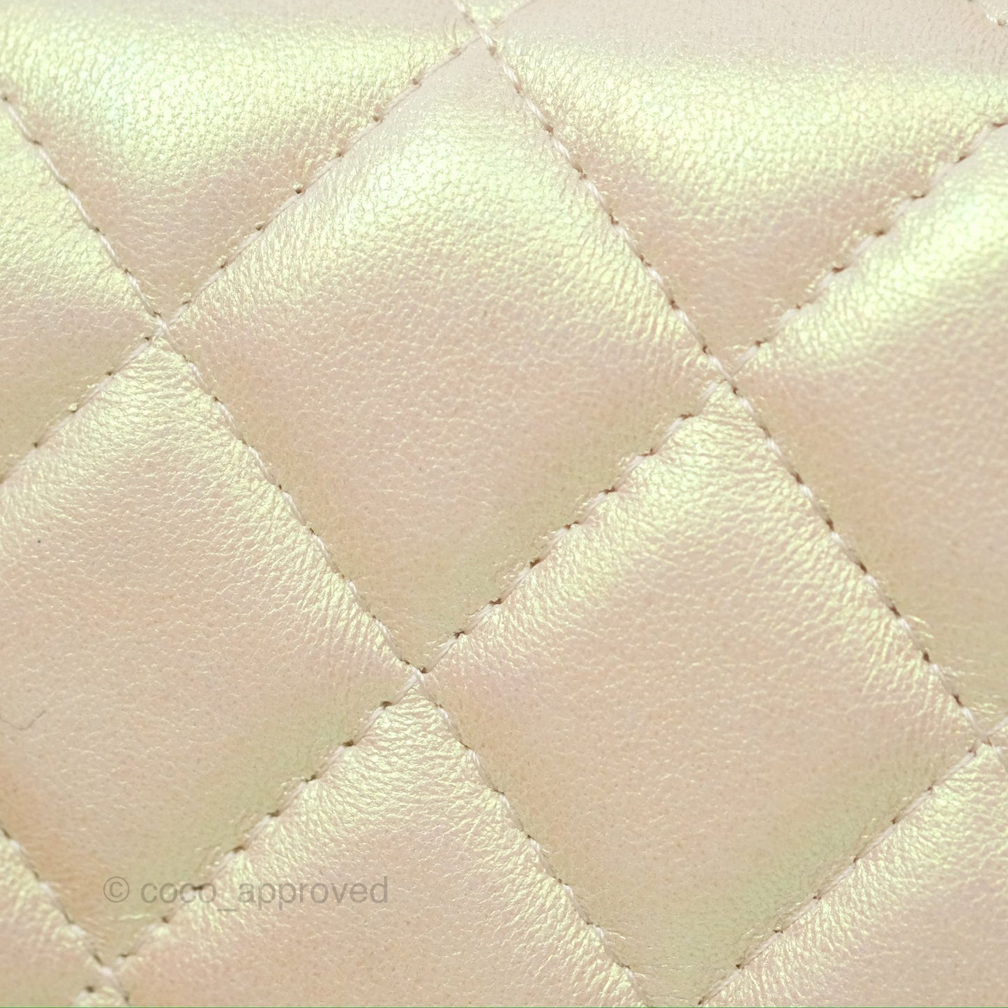 Chanel Quilted Wallet on Chain WOC Iridescent Ivory Gold Hardware 20A