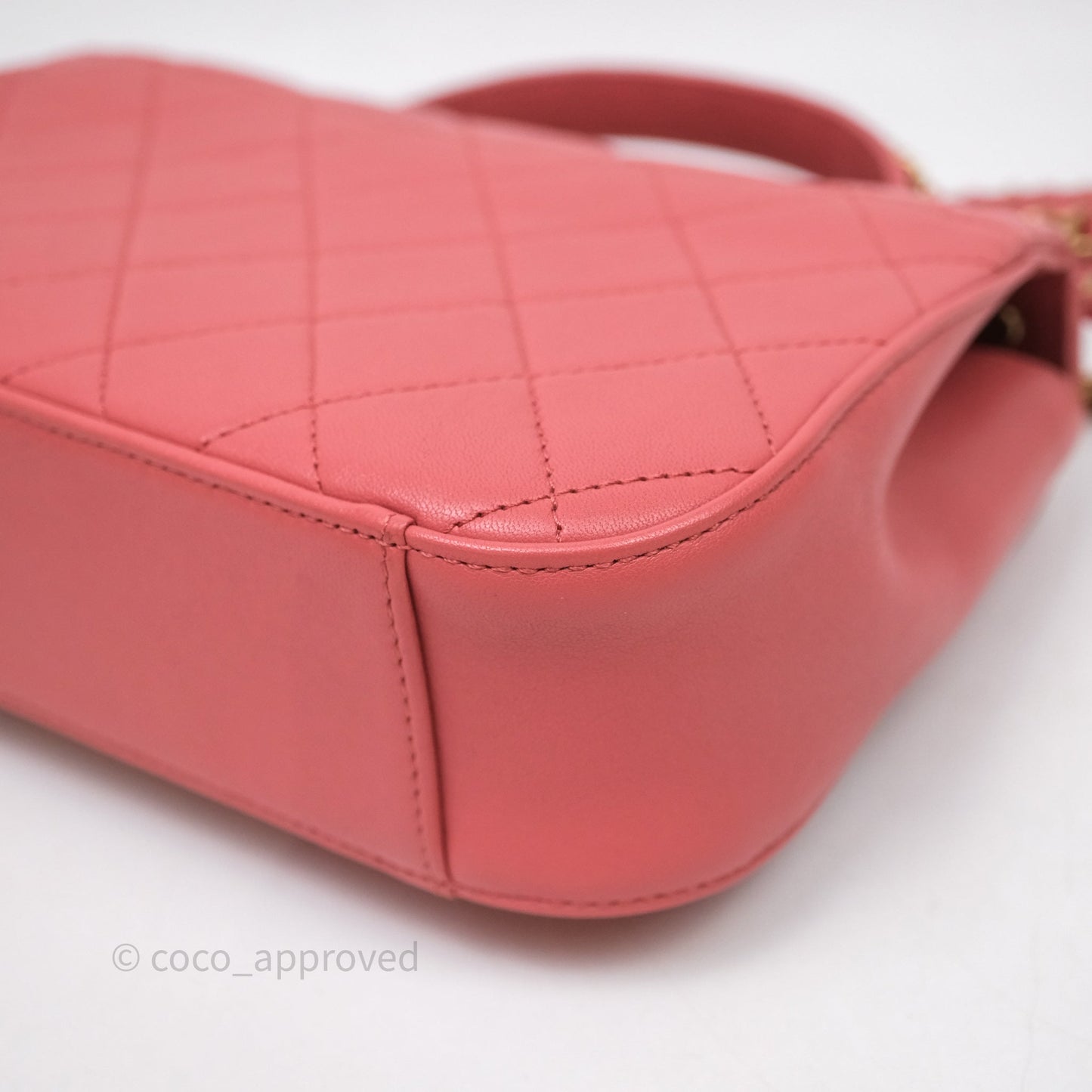 Chanel Quilted Chain Infinity Handle Bag Pink Lambskin Aged Gold Hardware