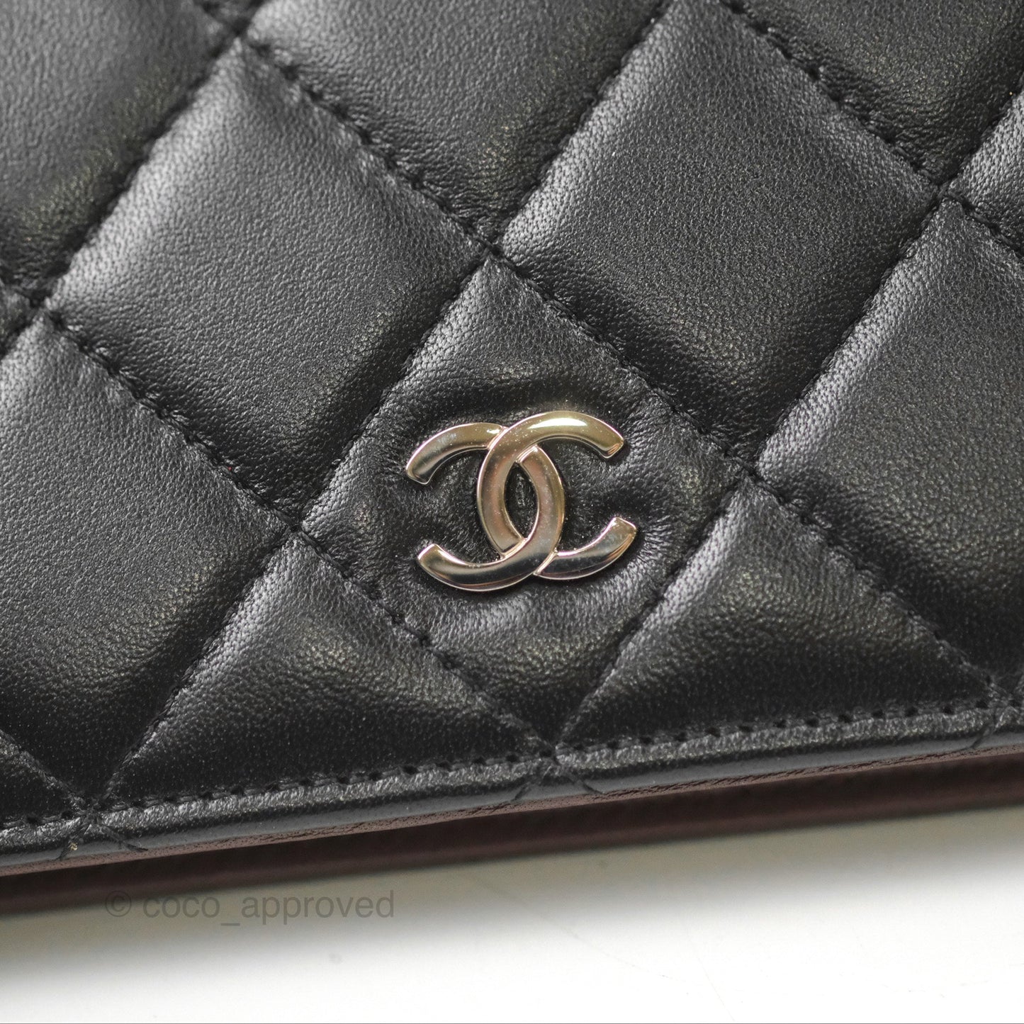 Chanel Classic Quilted Long Wallet Black Lambskin Silver Hardware