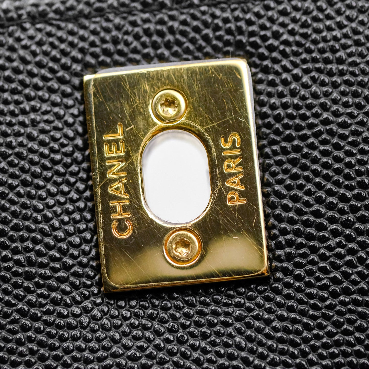 Chanel Small Coco Handle Chevron Black Caviar Gold Hardware