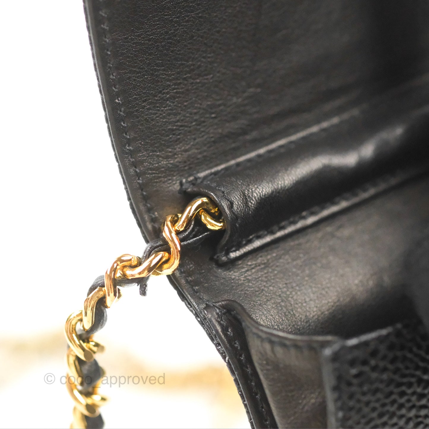 Chanel Vintage CC Caviar Black Phone Case With Chain Gold Hardware