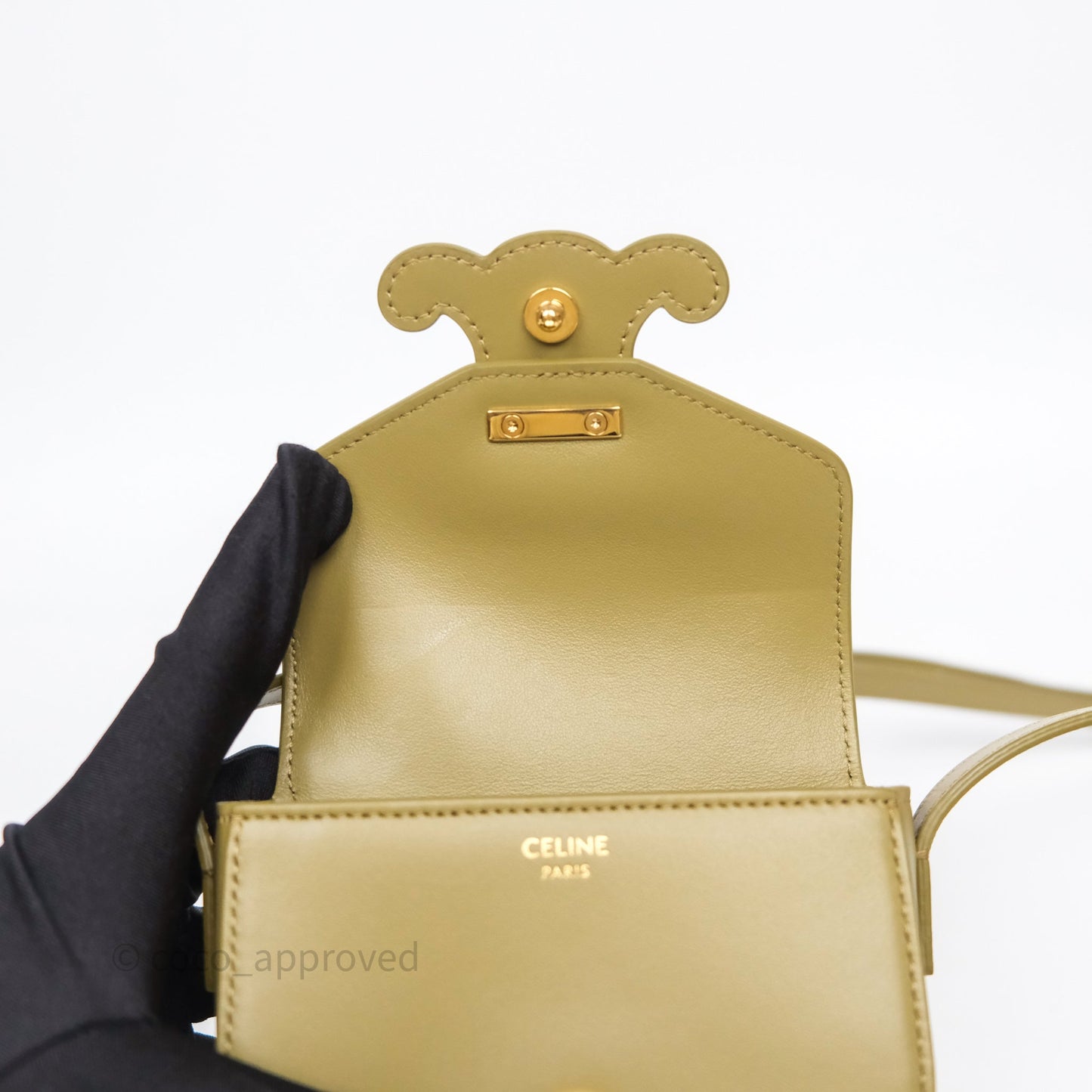 Celine Mini Besace Cuir Triomphe Green Calfskin