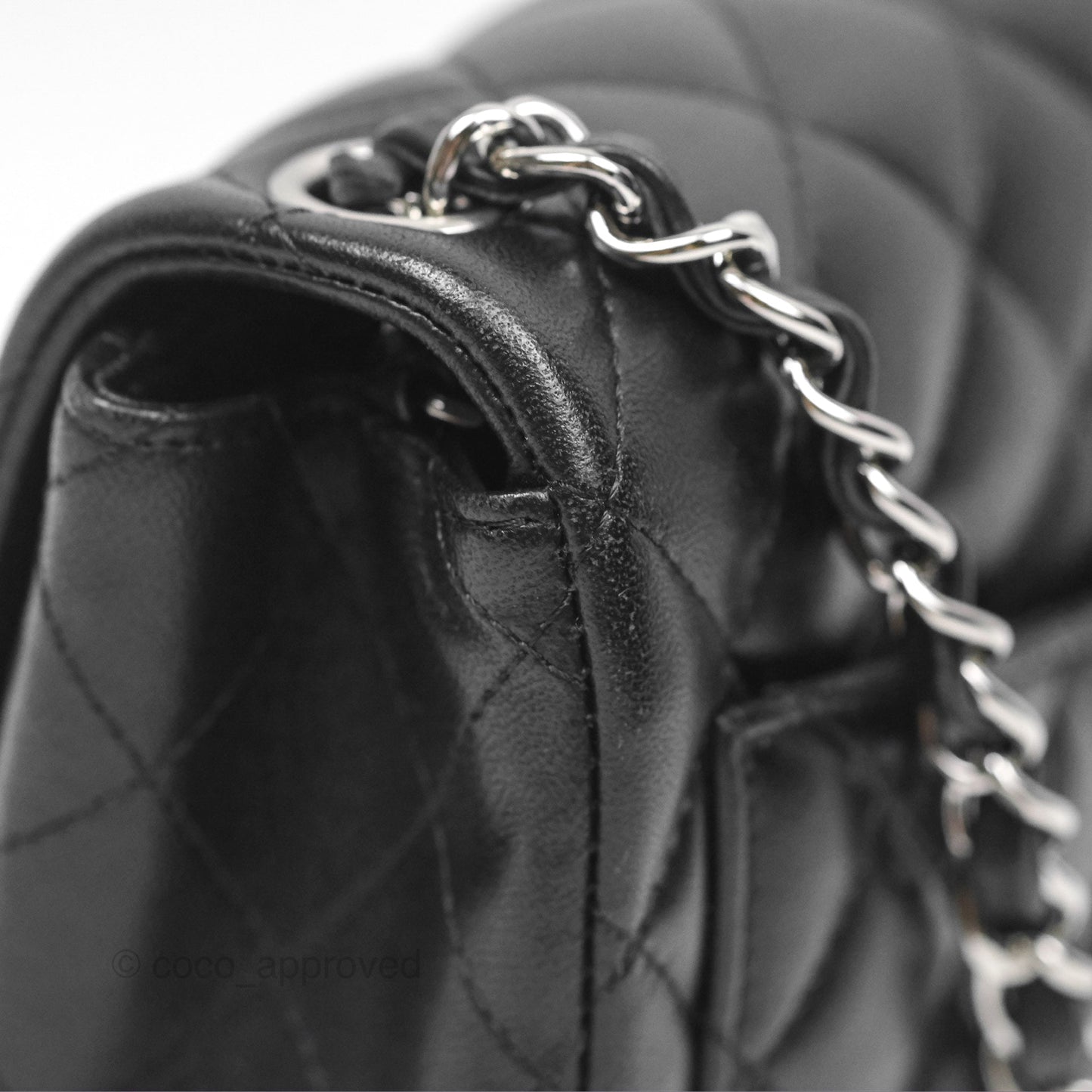 Chanel Mini Square Flap Quilted Black Lambskin Silver Hardware