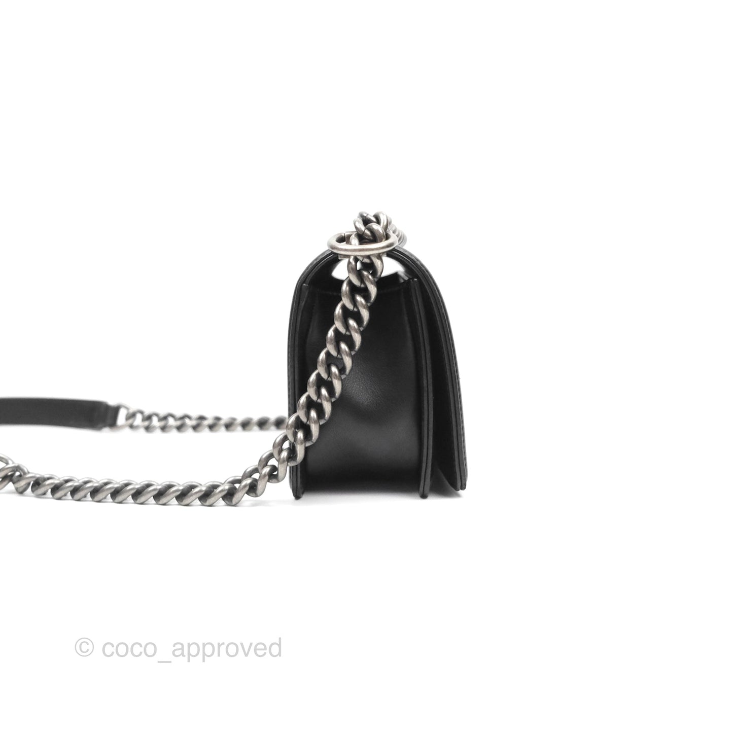Chanel Small Boy Black Calfskin Ruthenium Hardware