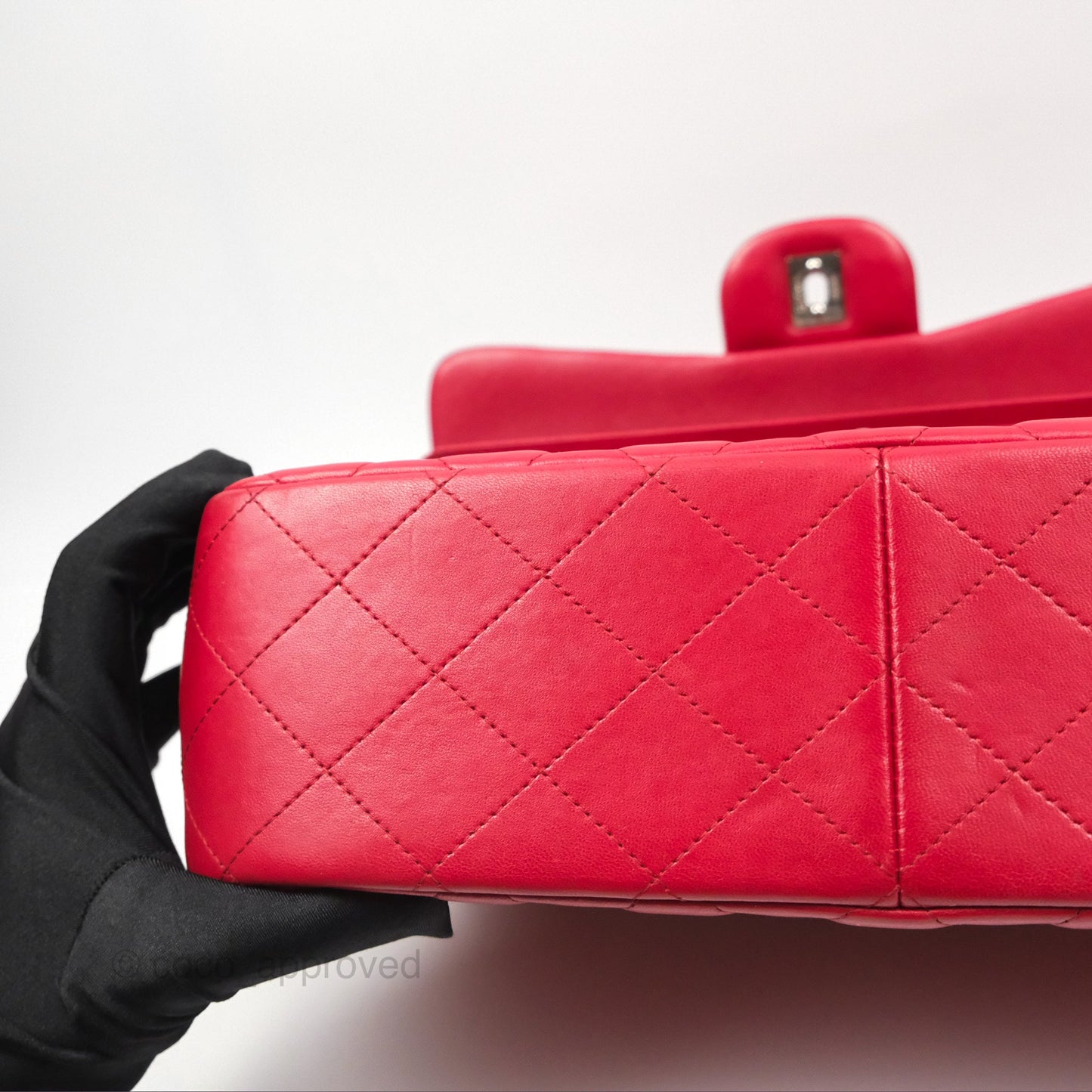 Chanel Jumbo Double Flap Red Lambskin Silver Hardware