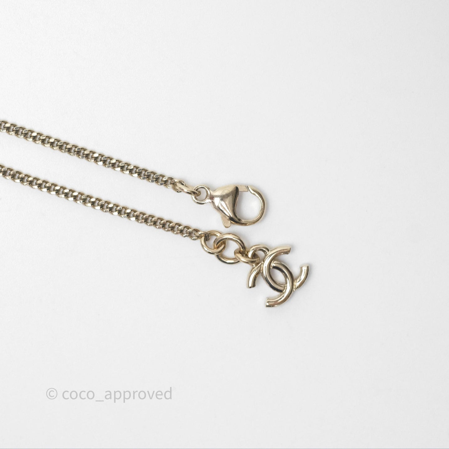 Chanel CC Black Flap Bag Pendant Necklace Gold Tone