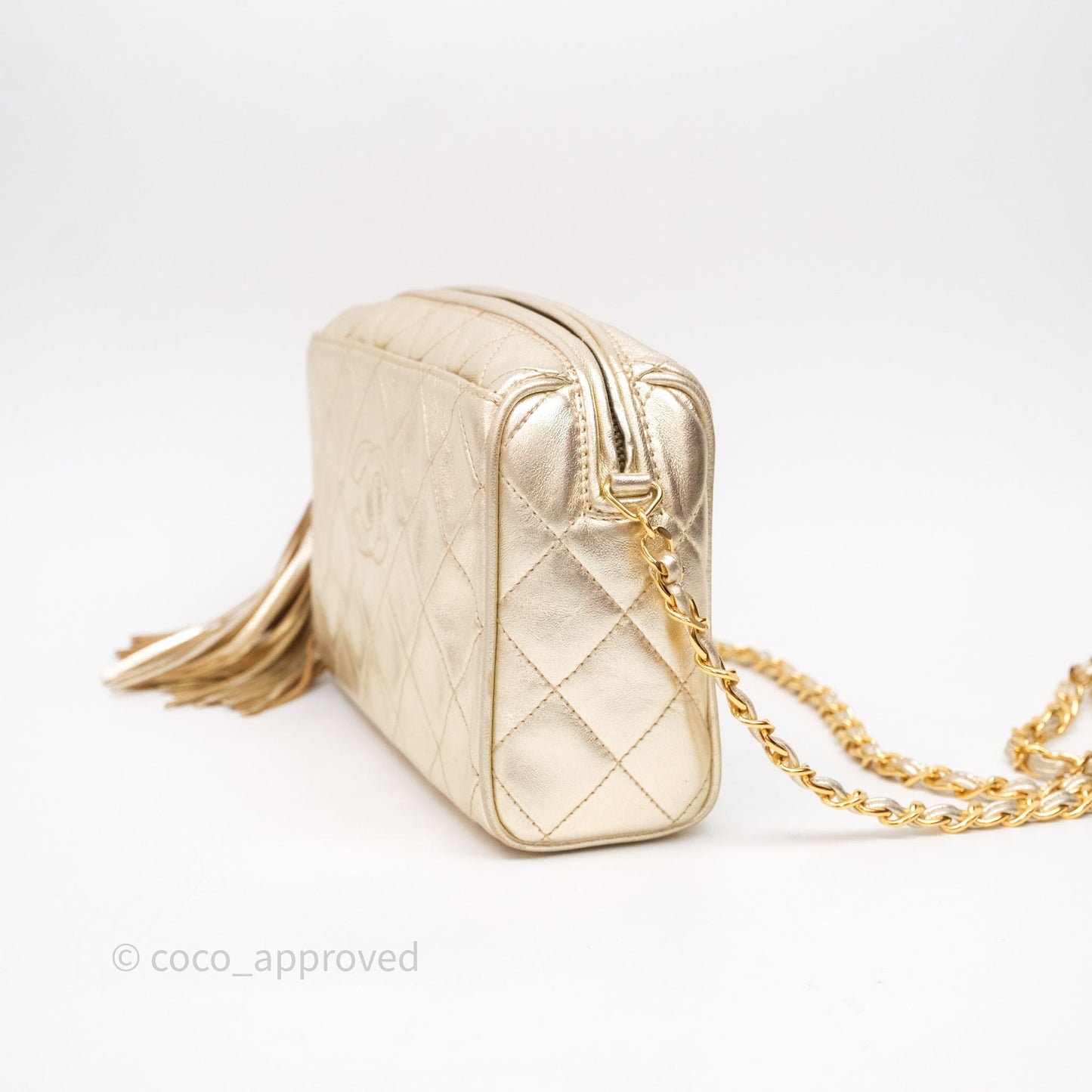 Chanel Vintage Camera Bag Gold Lambskin Gold Hardware