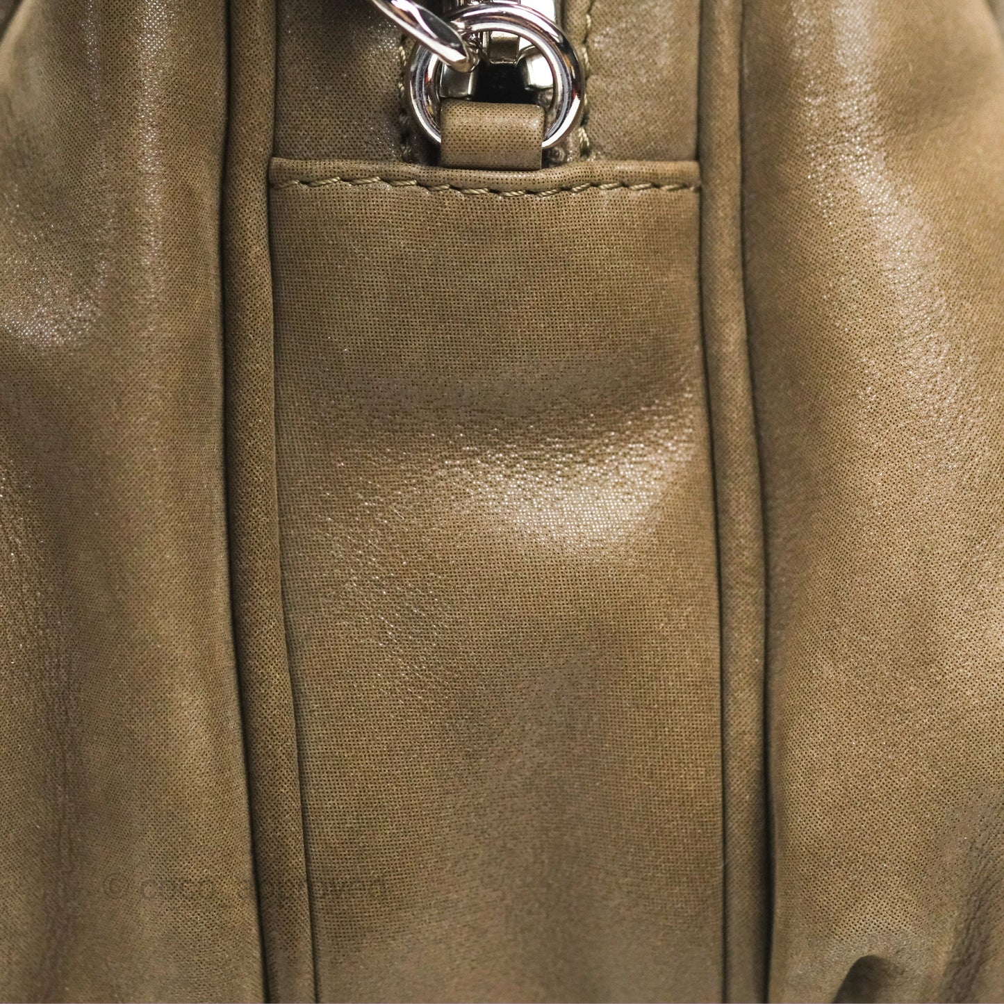 Chanel Quilted Camera Case Bag Iridescent Taupe Calfskin Silver Hardware