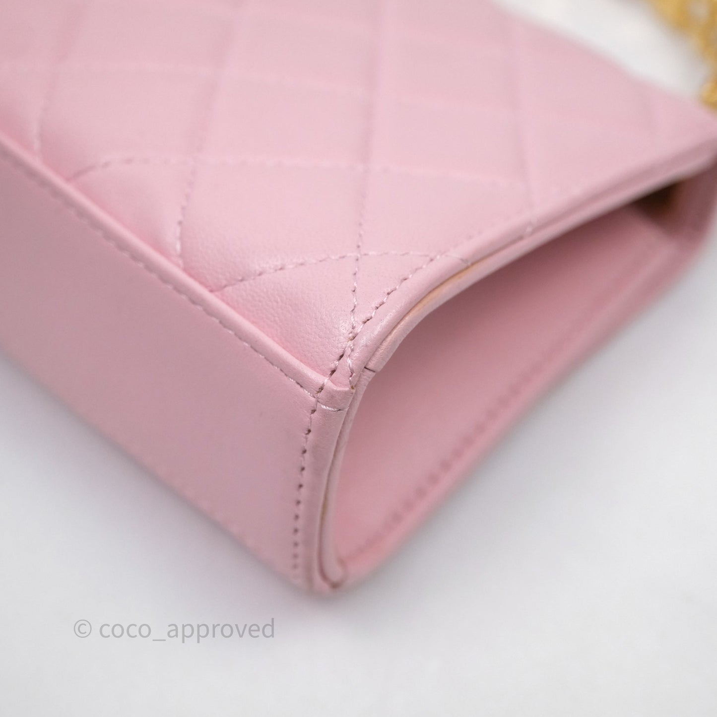 Chanel Mini Enamel Handle Clutch on Chain Pink Lambskin Gold Hardware