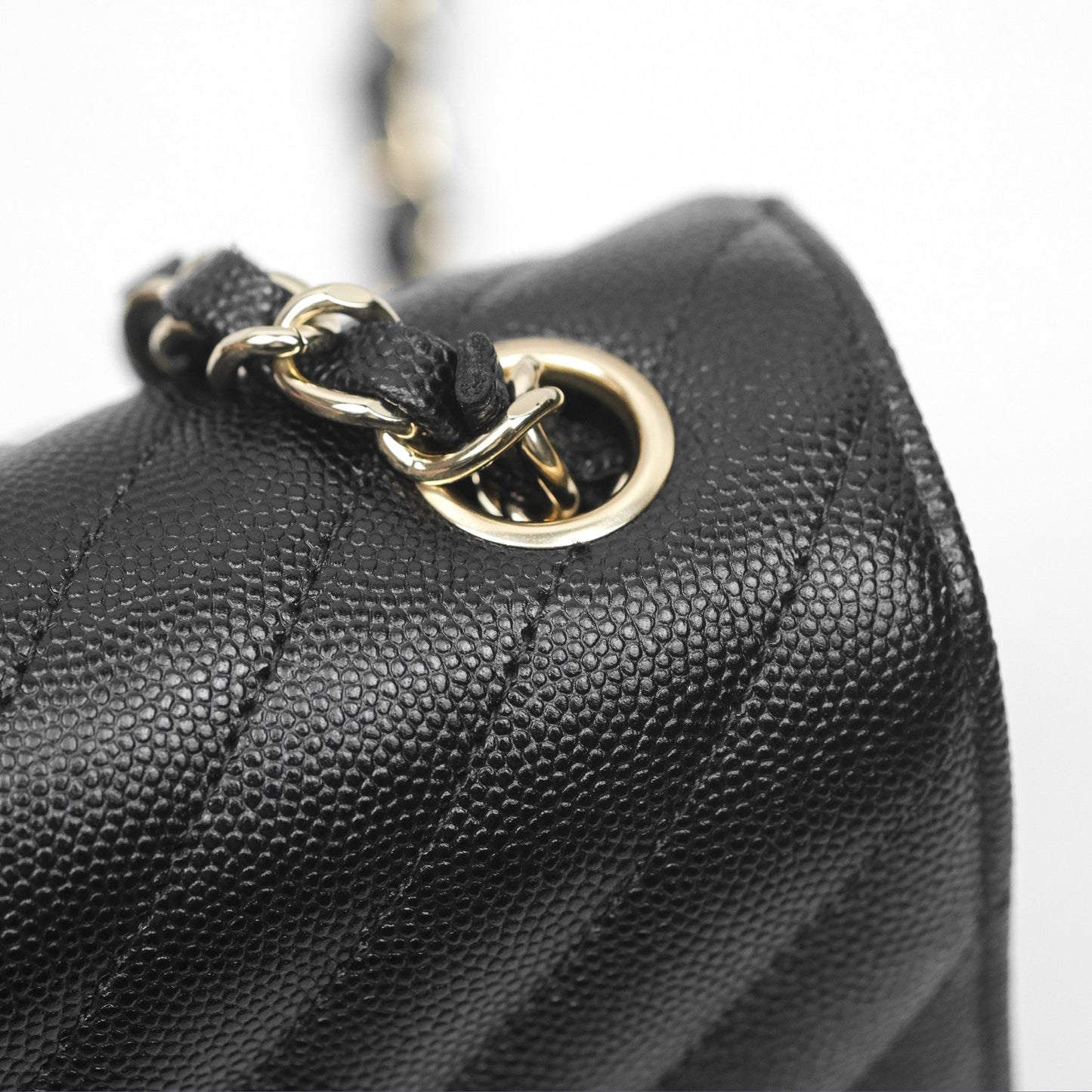 Chanel Chevron Mini Rectangular Flap Black Caviar Gold Hardware