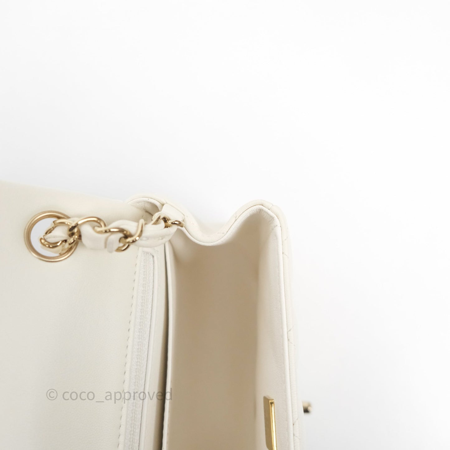 Chanel Quilted Mini Square White Lambskin Gold Hardware