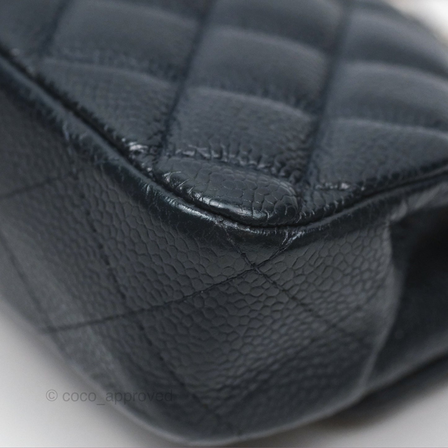 Chanel Quilted Extra Mini Rectangular Flap Dark Navy Caviar Silver Hardware