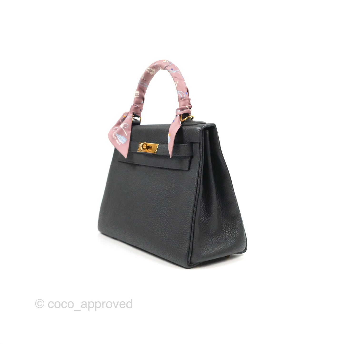 Hermès Retourne Kelly 28 Black Togo Gold Hardware