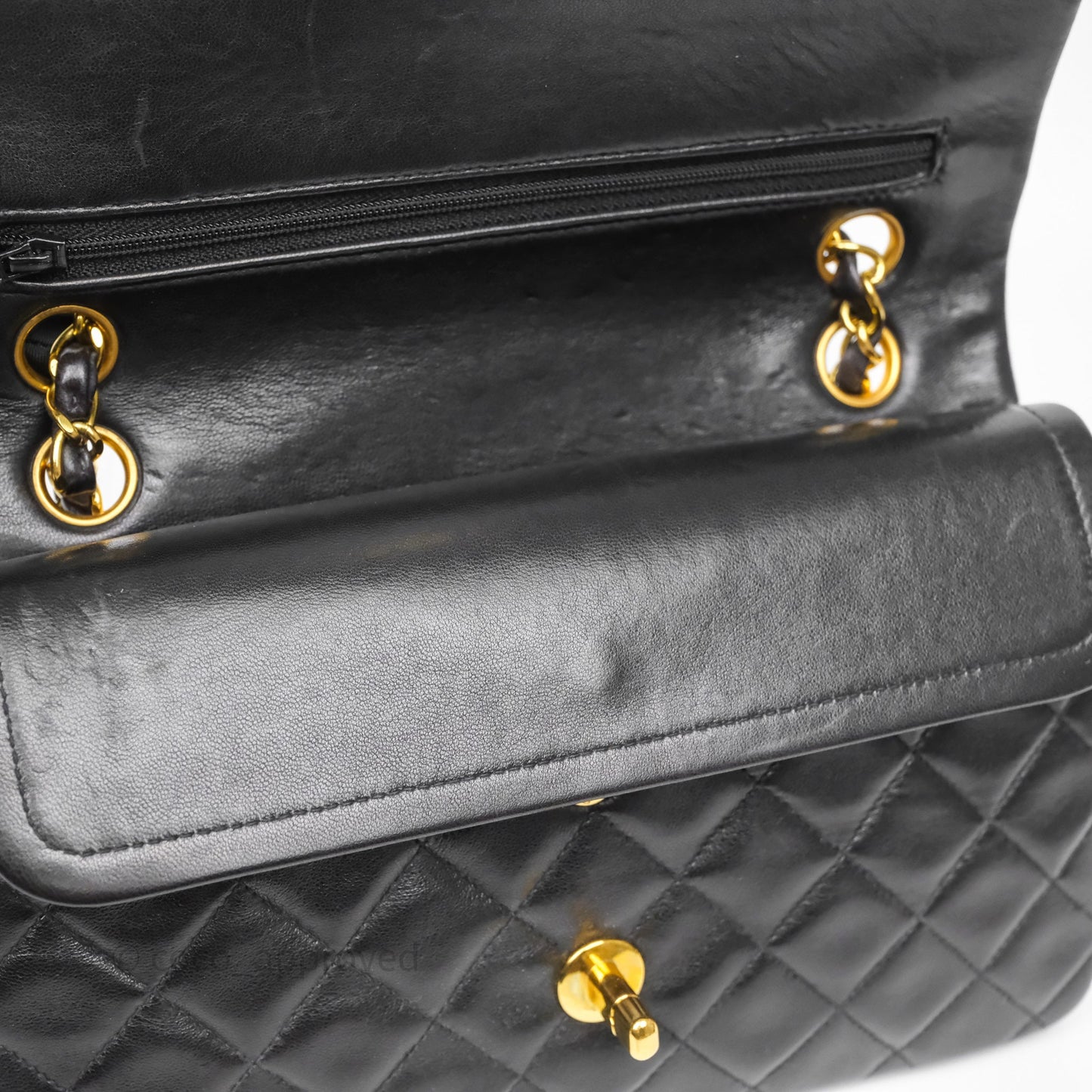 Chanel Vintage Small Classic Flap Black Lambskin 24K Gold Hardware
