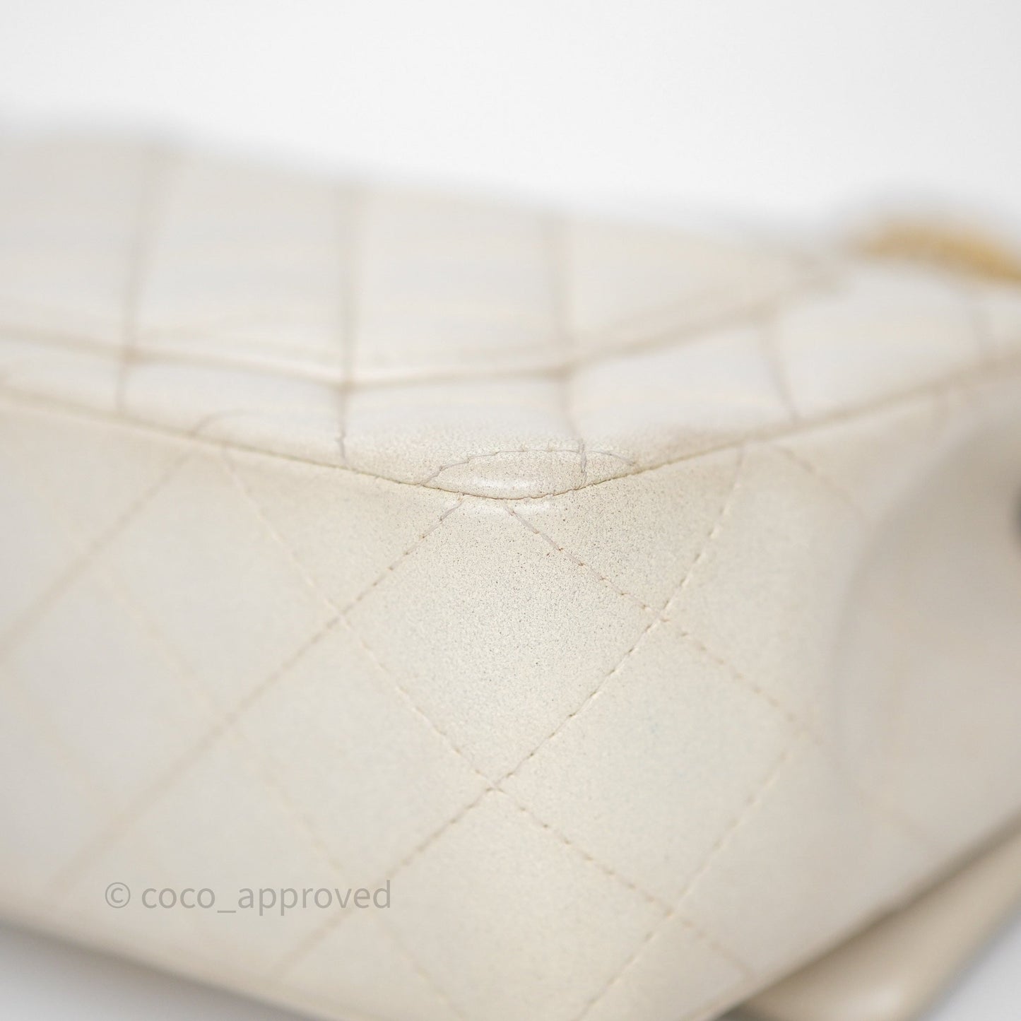 Chanel Top Handle Mini Rectangular Flap Pearly Beige Oat Lambskin Aged Gold Hardware