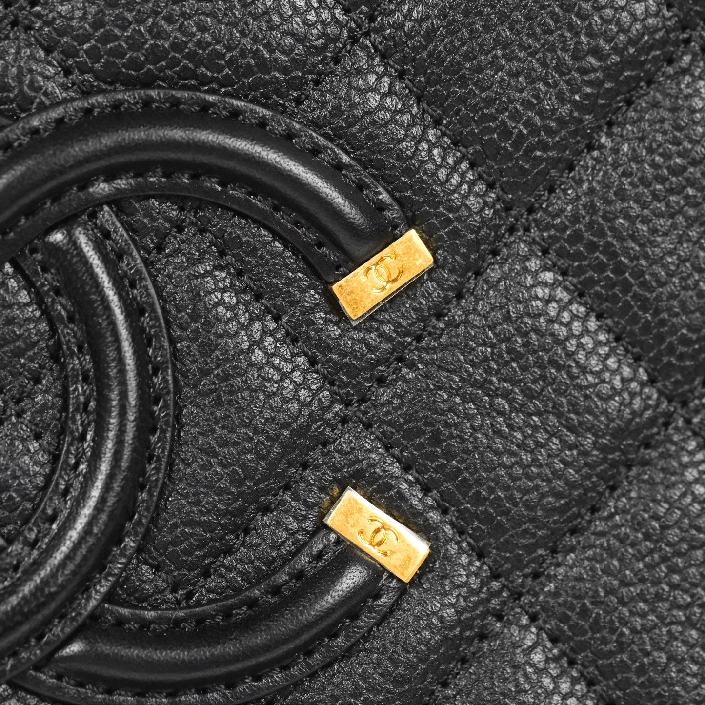 Chanel Quilted Large CC Filigree Vanity Case Black Caviar Gold Hardware