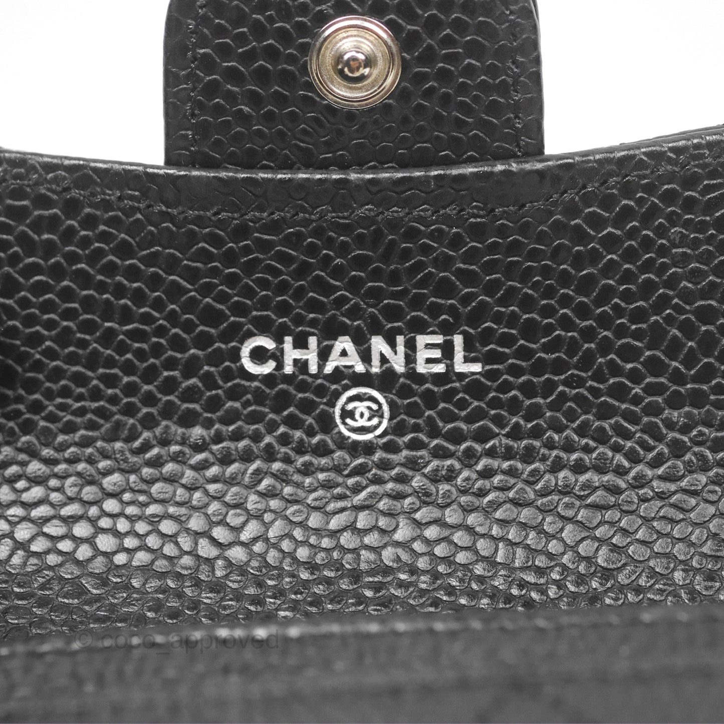 Chanel Classic Quilted Flap Card Holder Black Caviar Silver Hardware