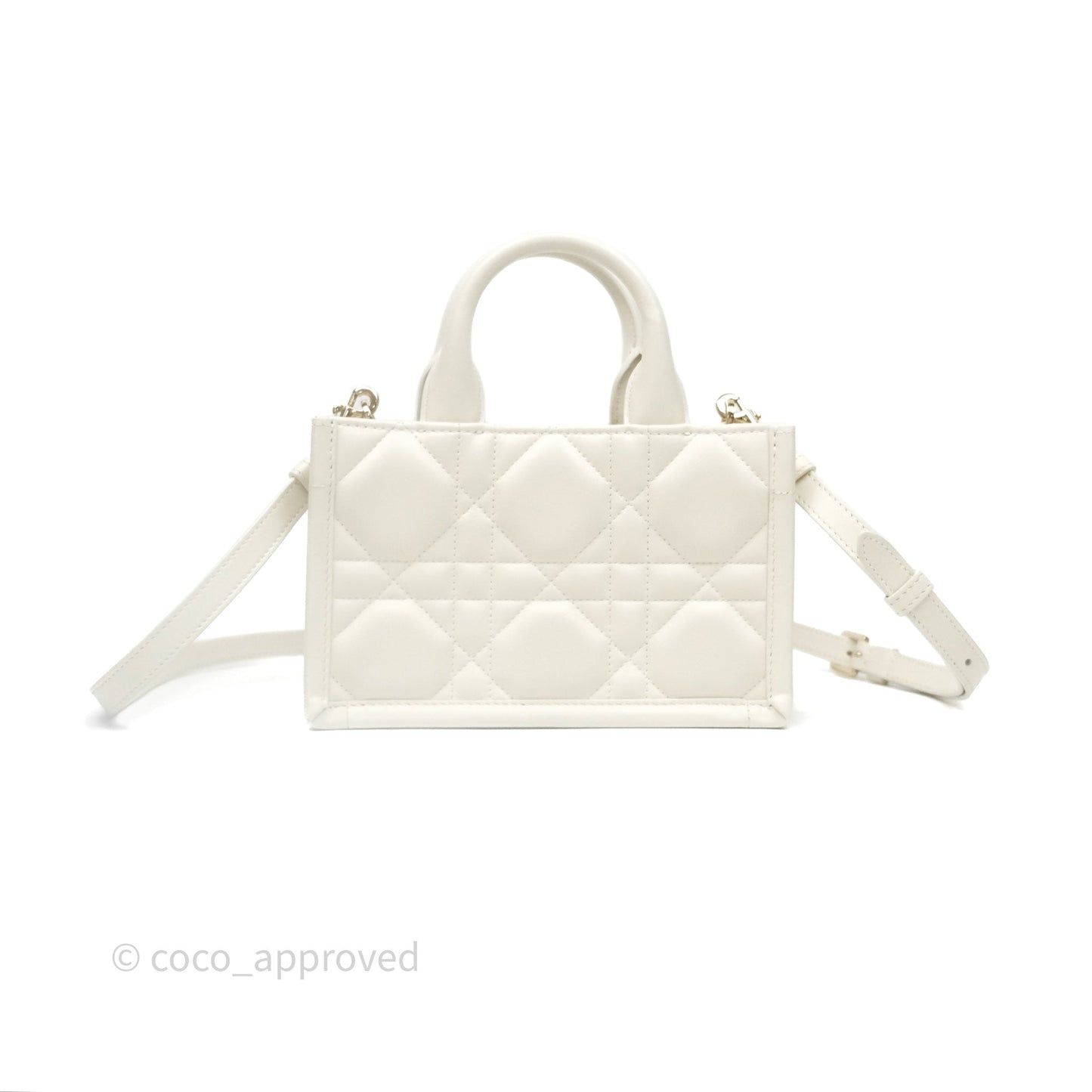 Christian Dior Mini Dior Book Tote Latte Macrocannage Calfskin Gold Hardware