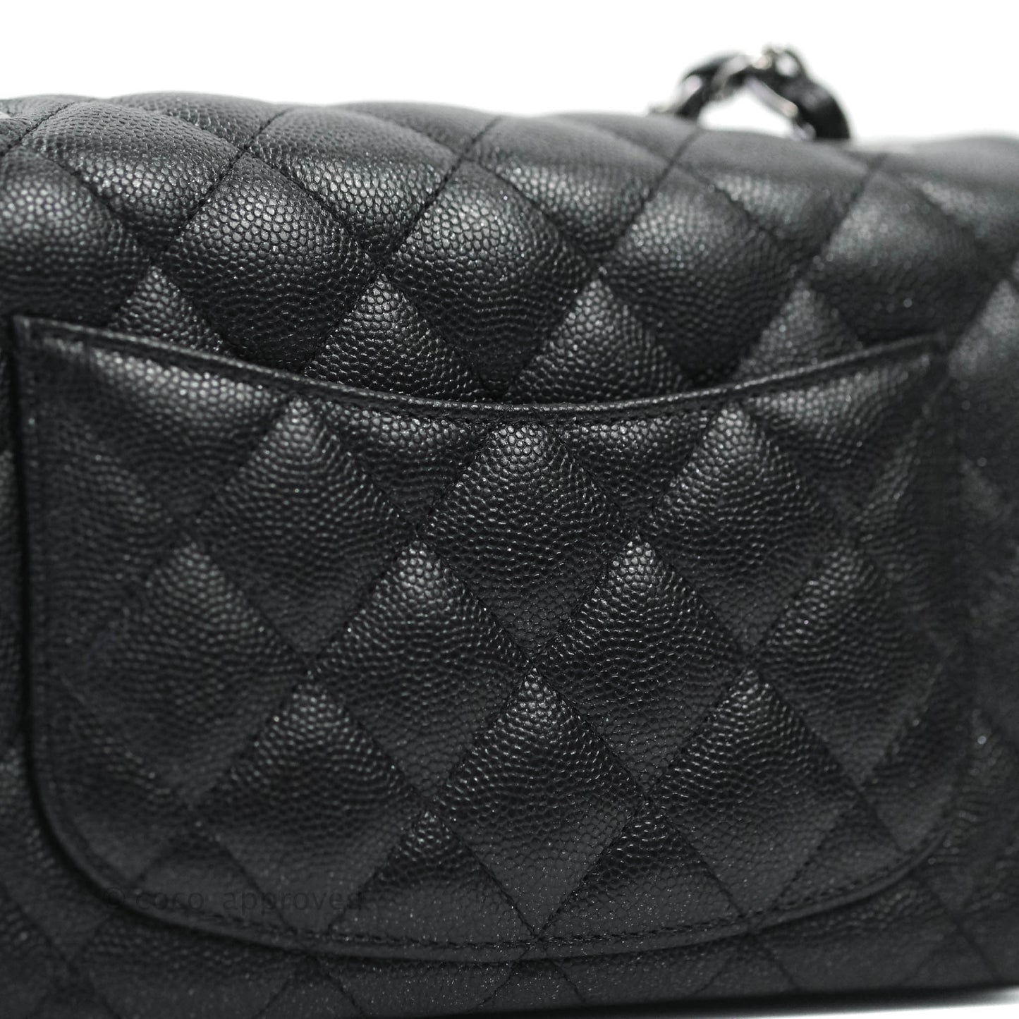 Chanel Classic Quilted Mini Rectangular Flap Iridescent Black Caviar Gun Metal 18C