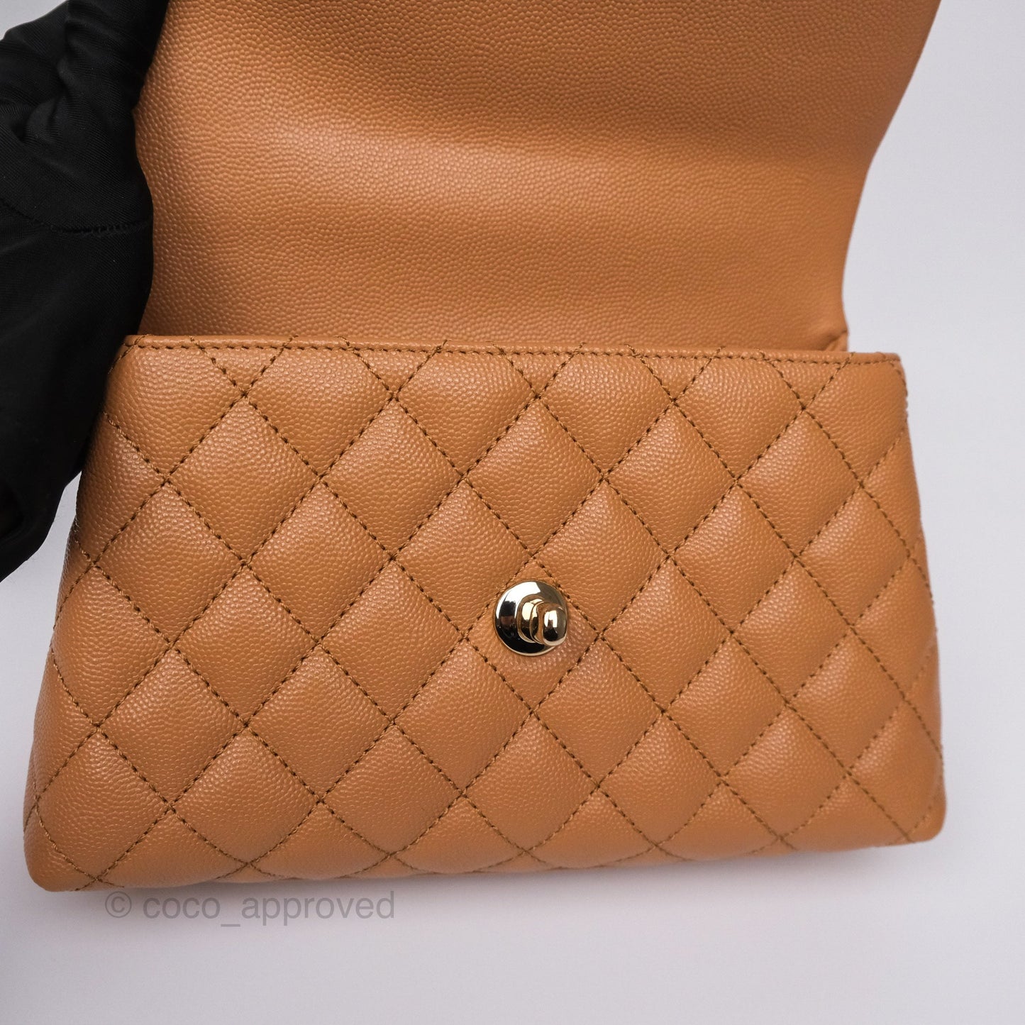 Chanel Small Coco Handle Caramel Beige Caviar Gold Hardware