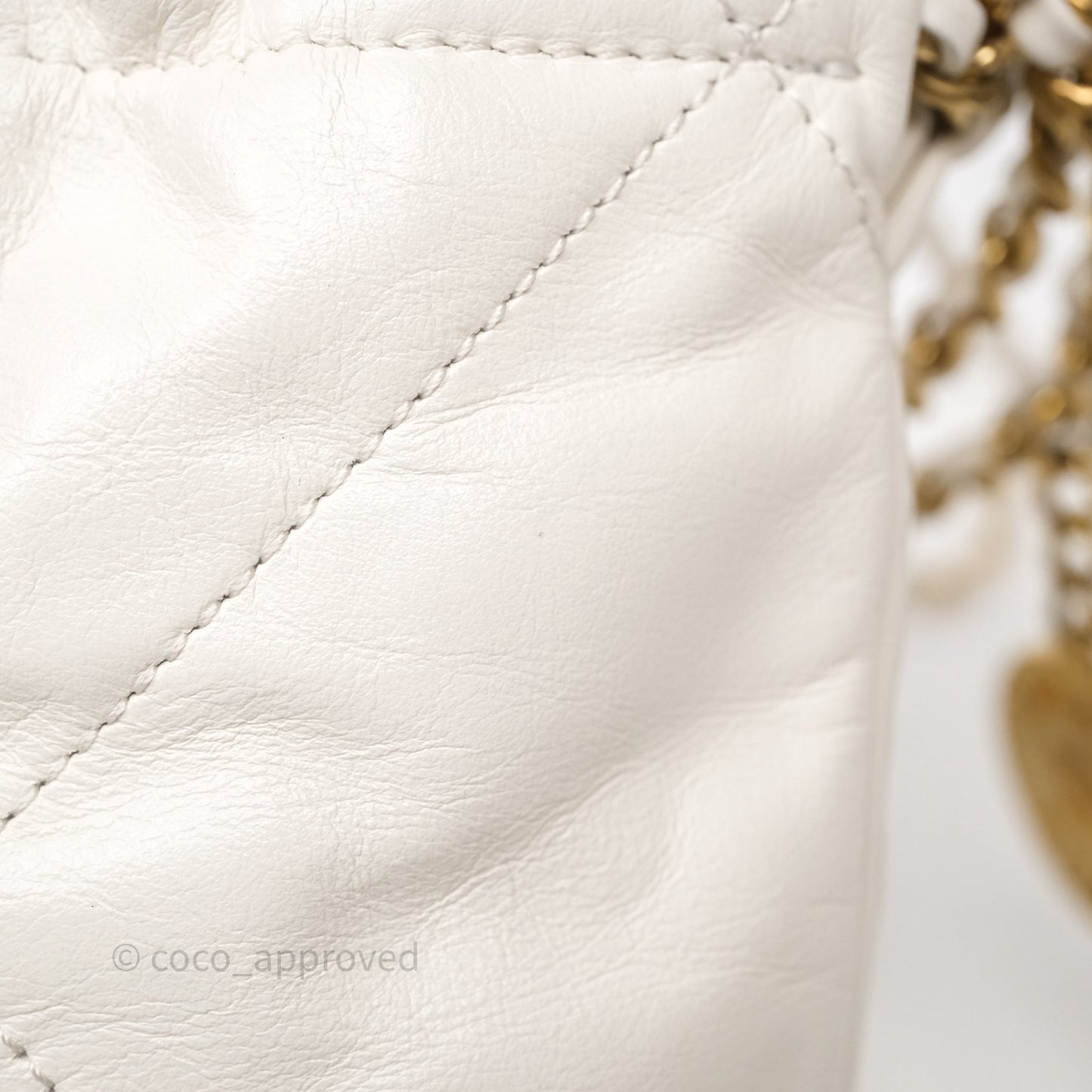 Chanel 22 Mini Bag White Calfskin Aged Gold Hardware