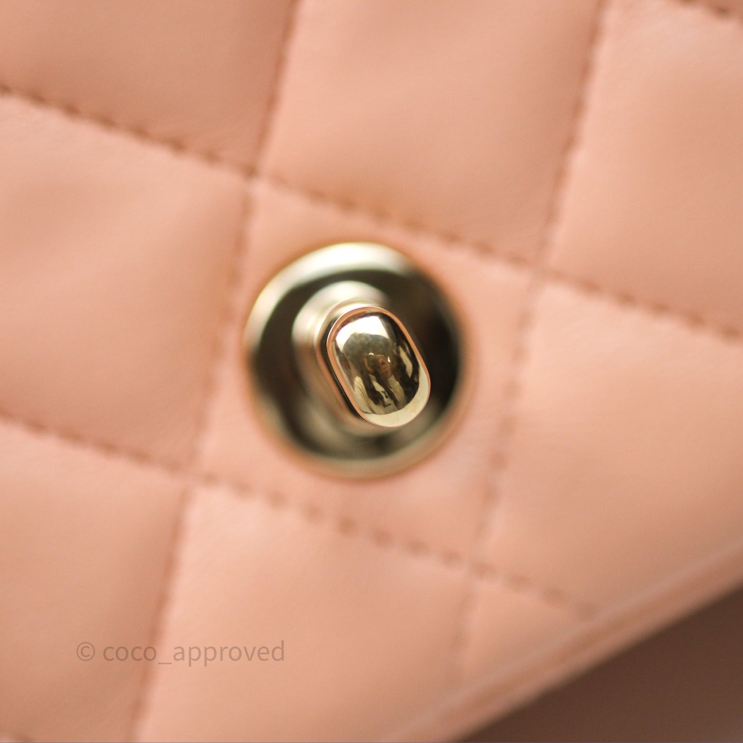 Chanel Mini Square Flap Quilted Beige Pink Lambskin Gold Hardware