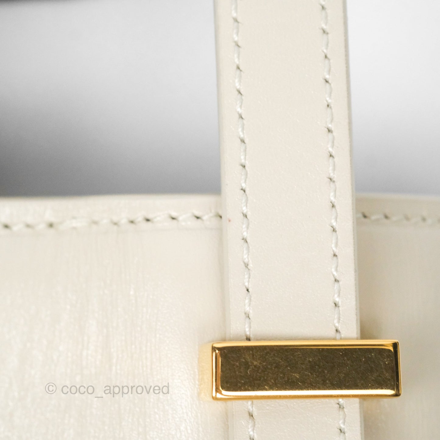 Saint Laurent Mini Manhattan Box Calfskin Blanc Vintage Gold Hardware