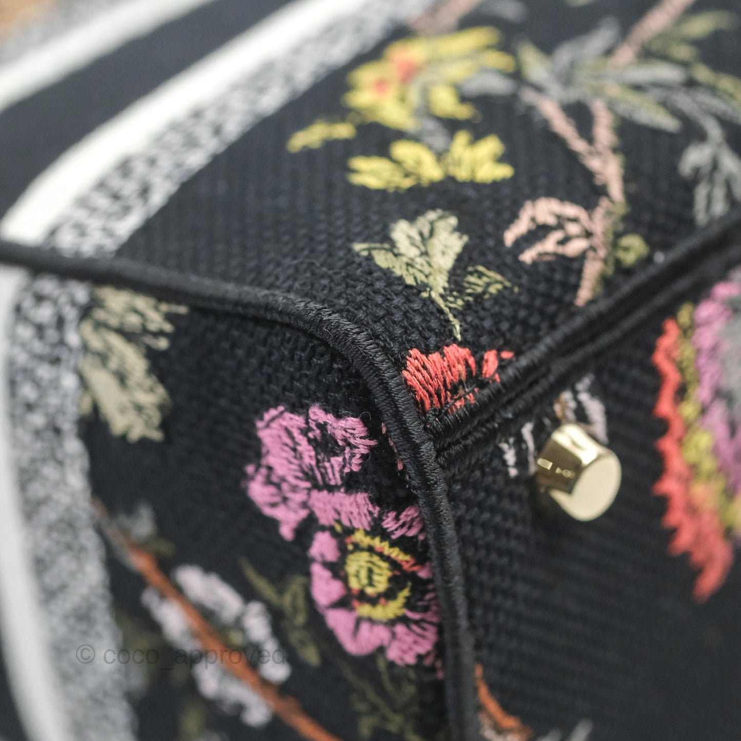 Christian Dior Medium Lady D-Lite Bag Black Dior Jardin Botanique Embroidery