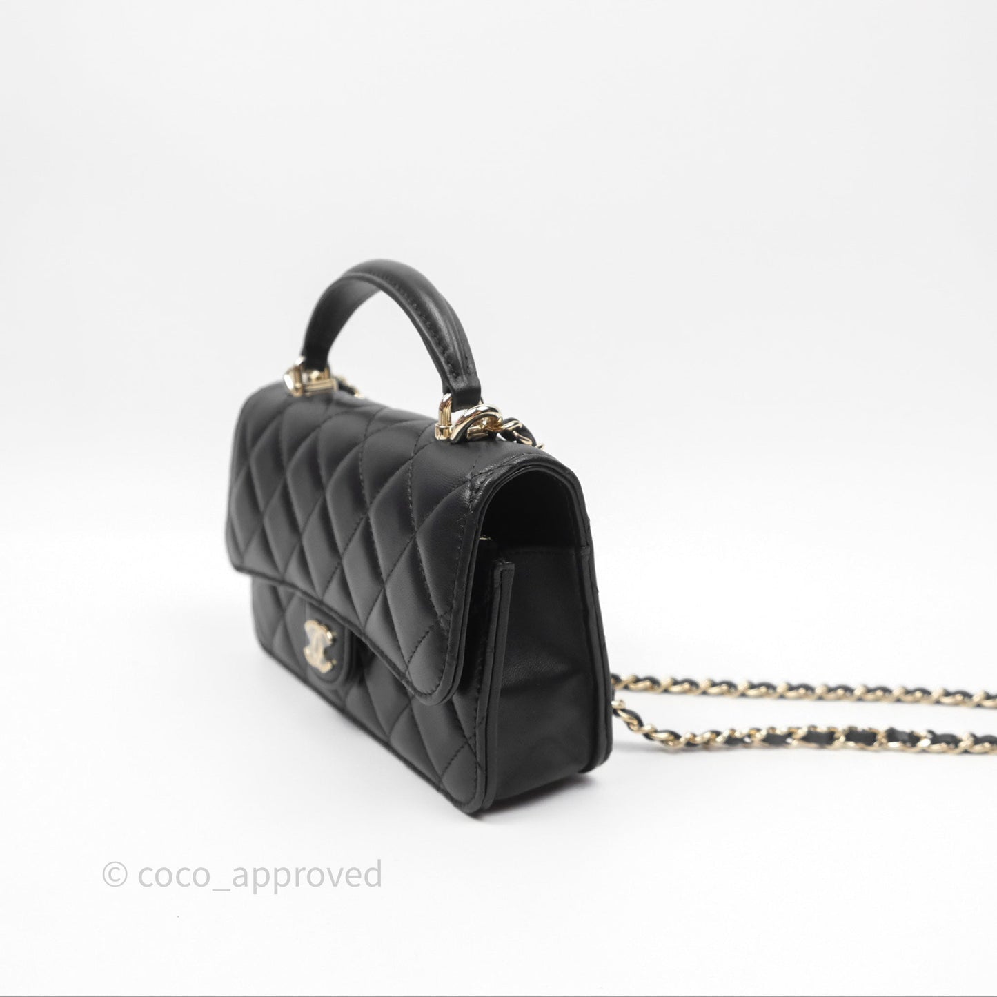 Chanel Top Handle Mini WOC Black Lambskin Gold Hardware